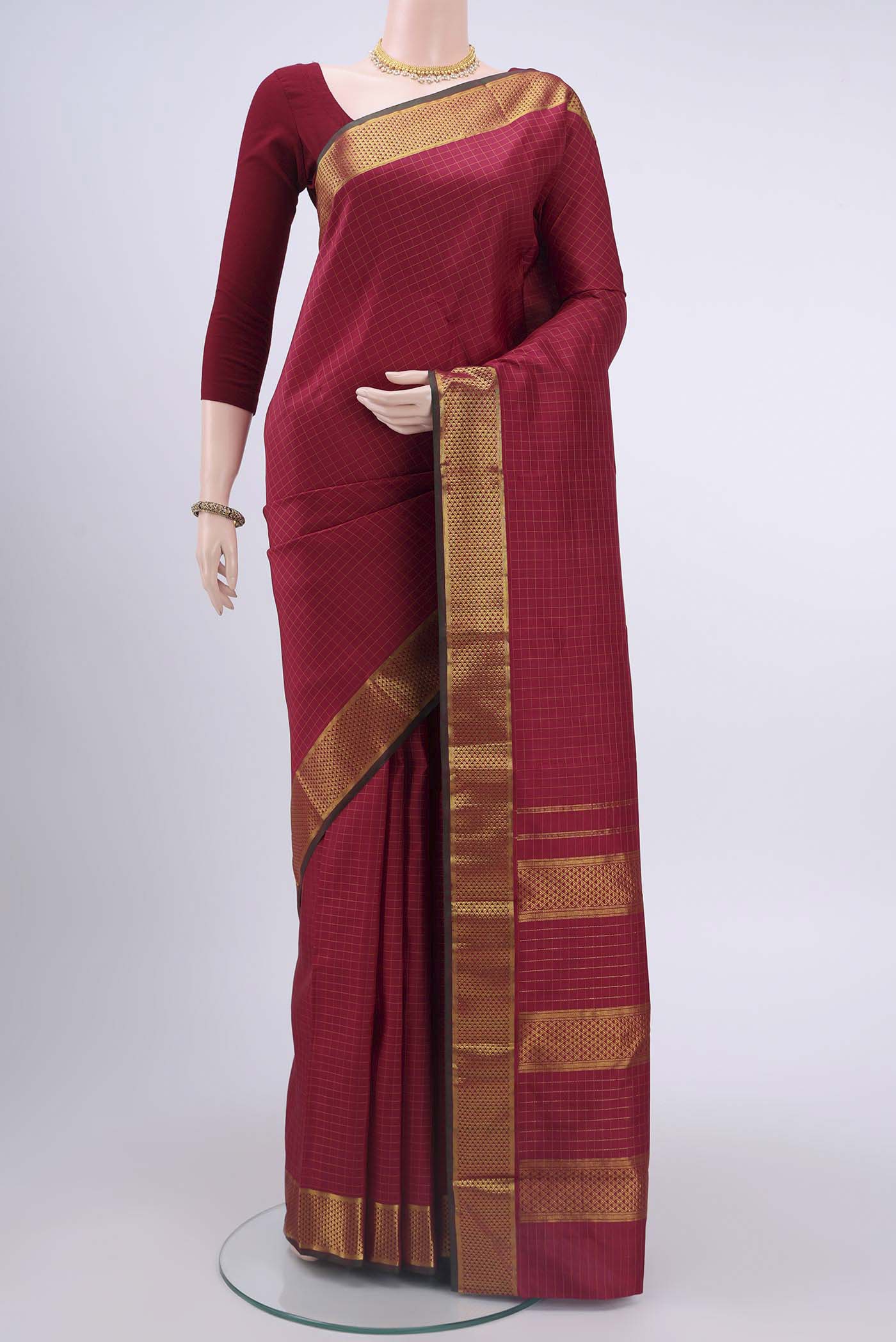 Maroon Kanchipuram Silk Saree