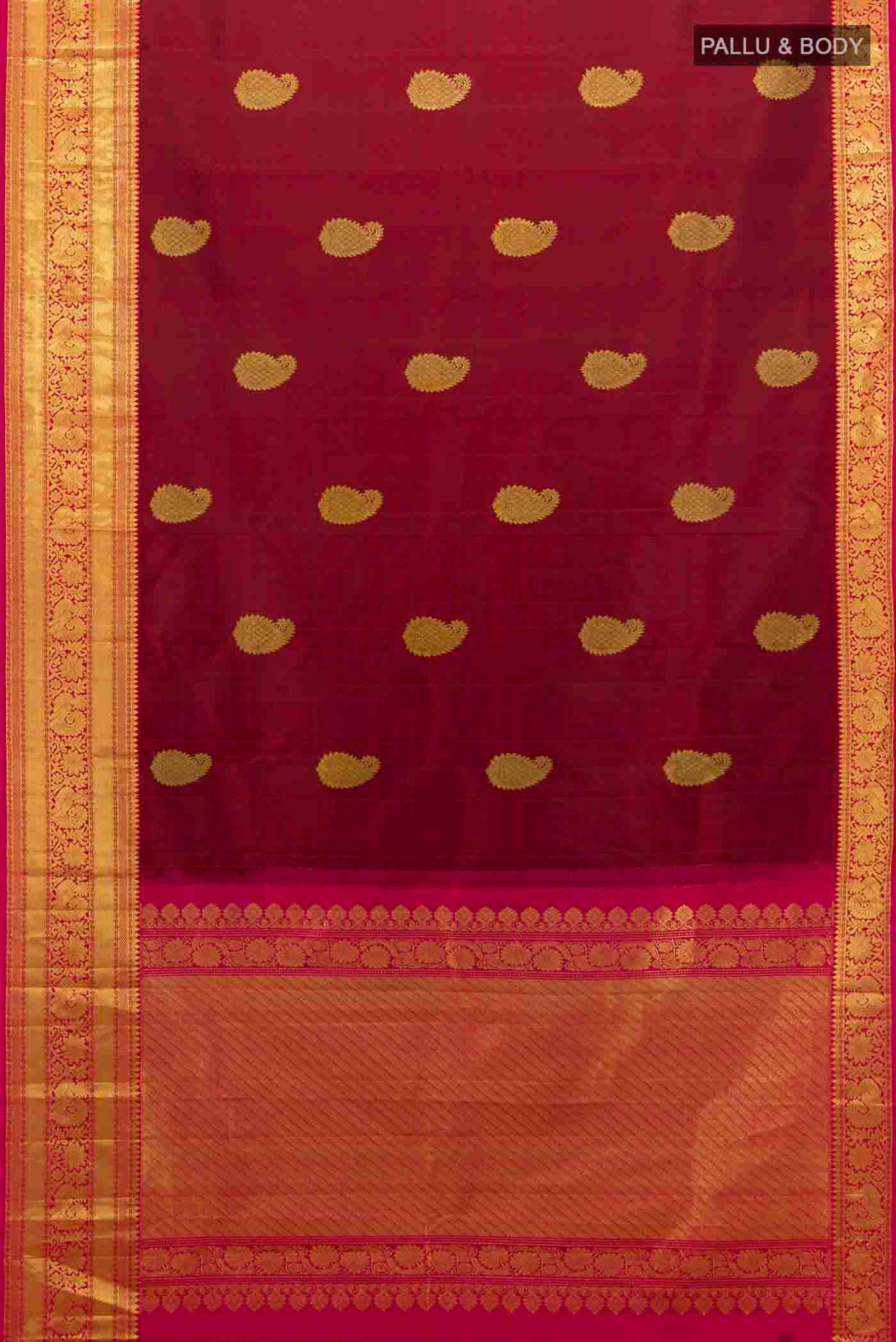 Maroon Kanchipuram Silk Saree - Image 5