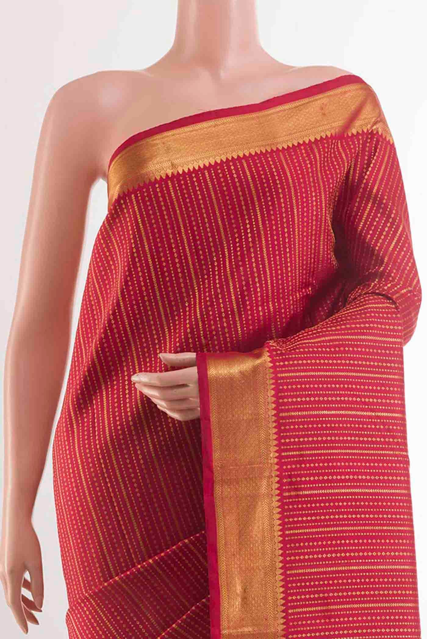 Maroon Kanjivaram Silk Saree - Image 2