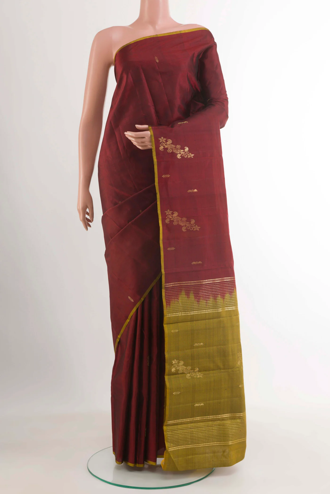 Maroon Kanchipuram Silk Saree