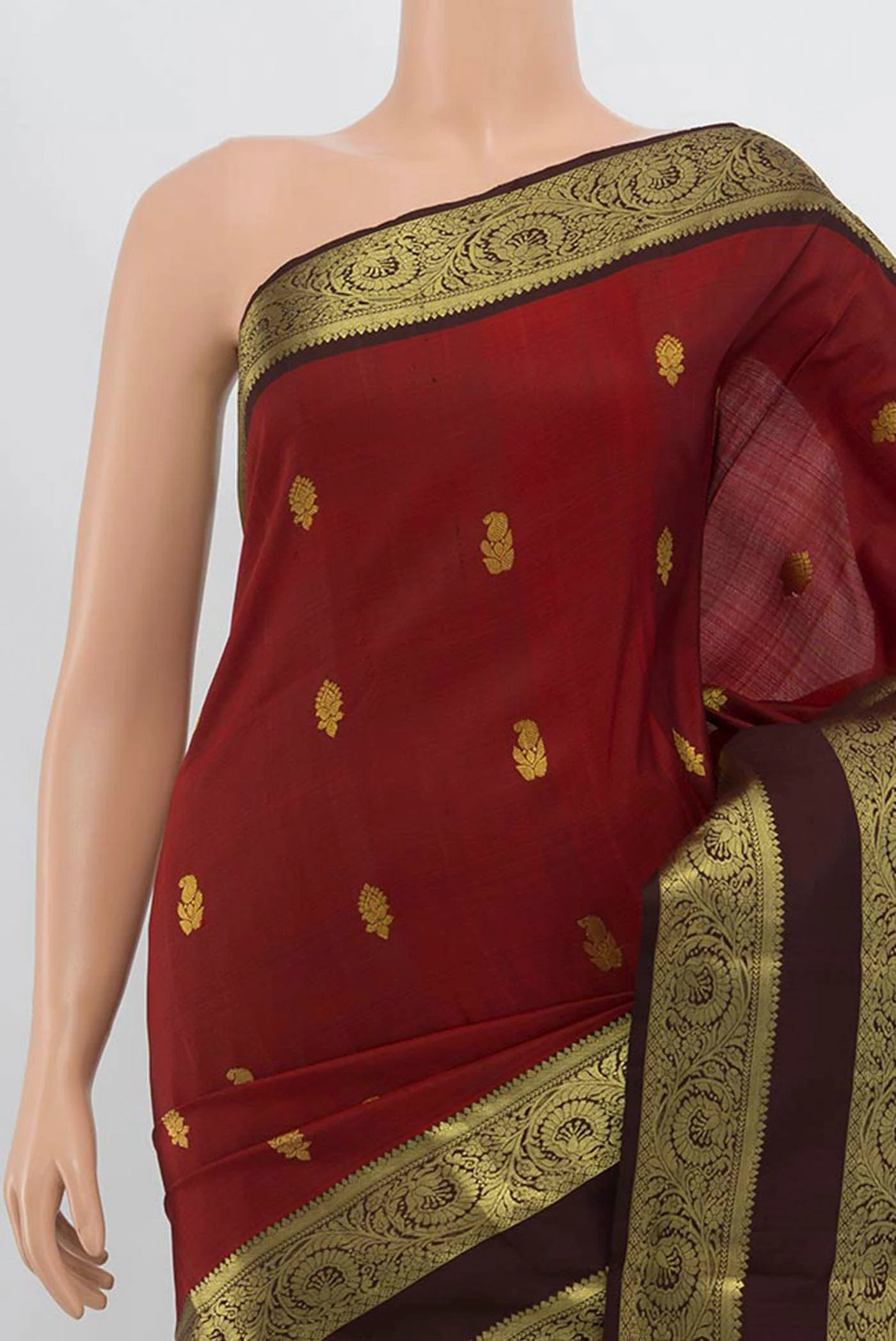 Maroon Kanchipuram Silk Saree - Image 2