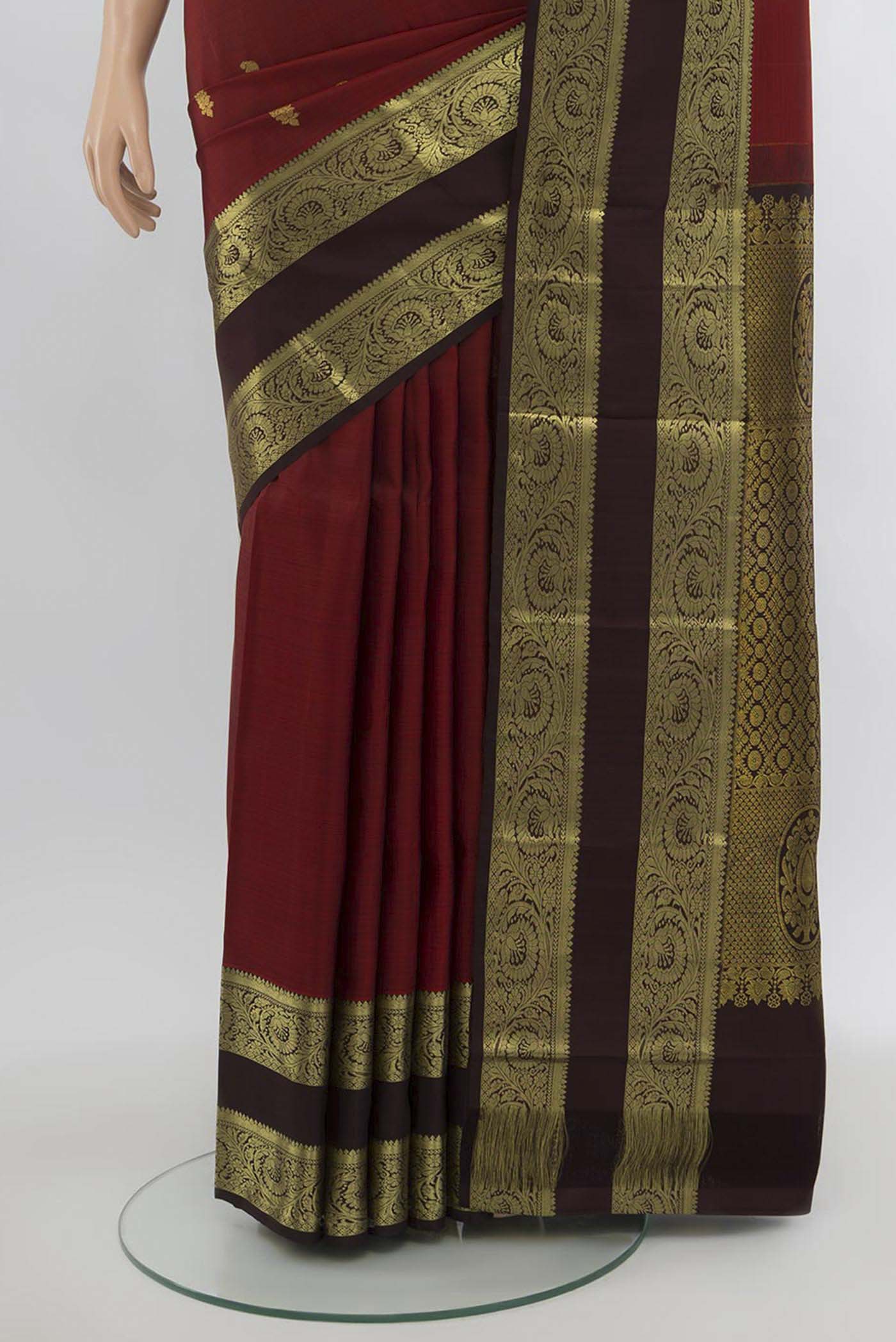 Maroon Kanchipuram Silk Saree - Image 3