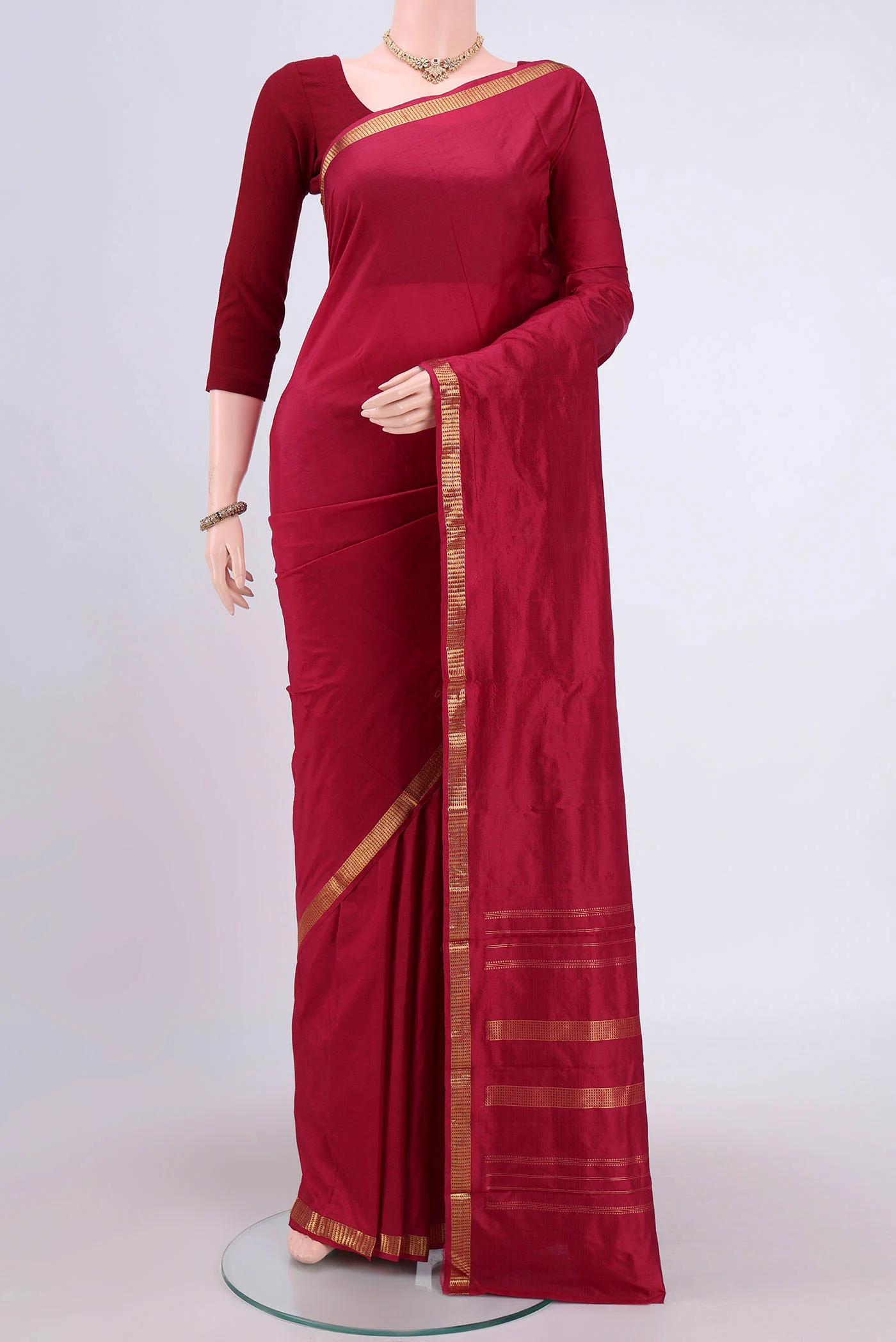 Maroon Kanchipuram Silk Saree