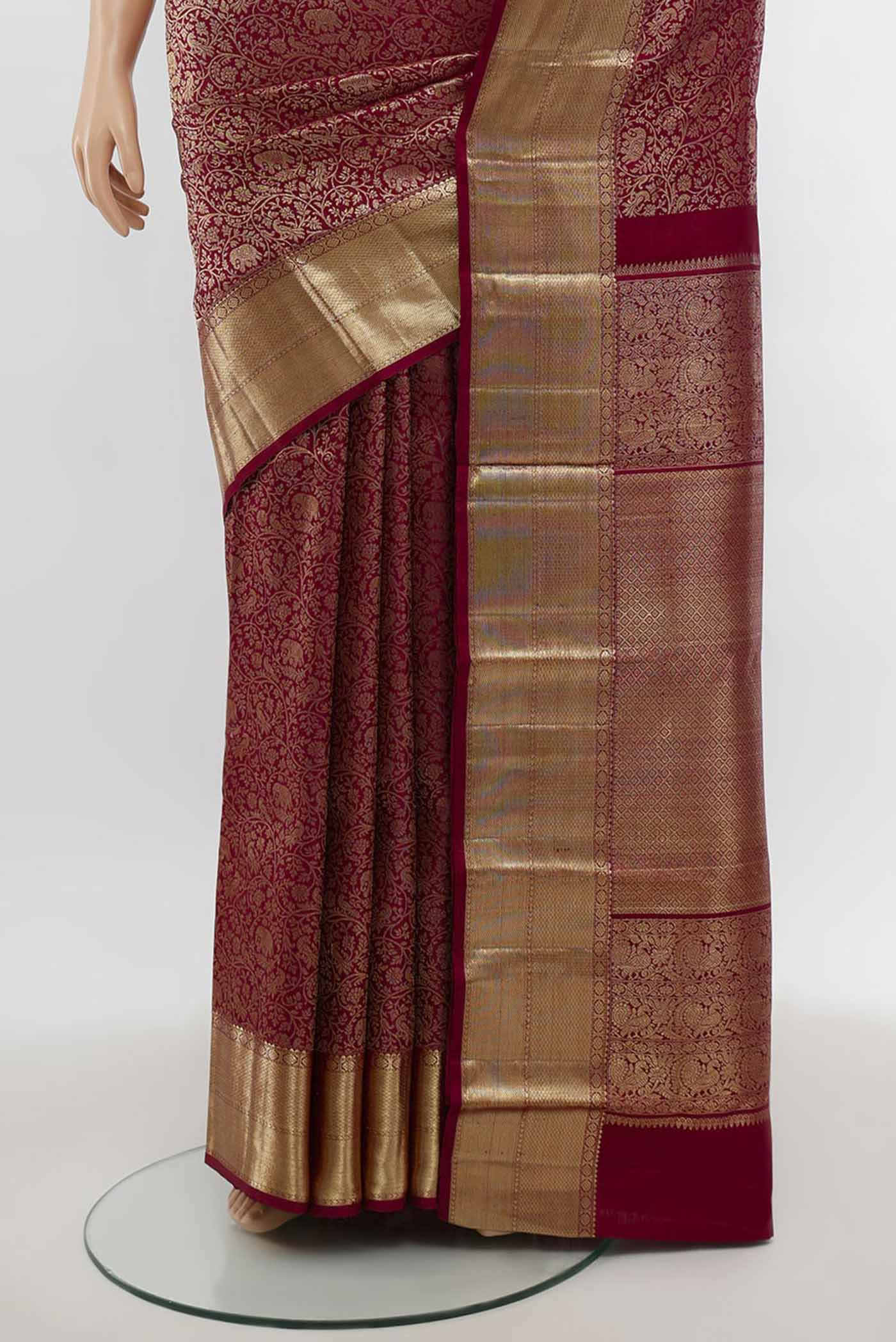 Maroon Kanchipuram Silk Saree - Image 3