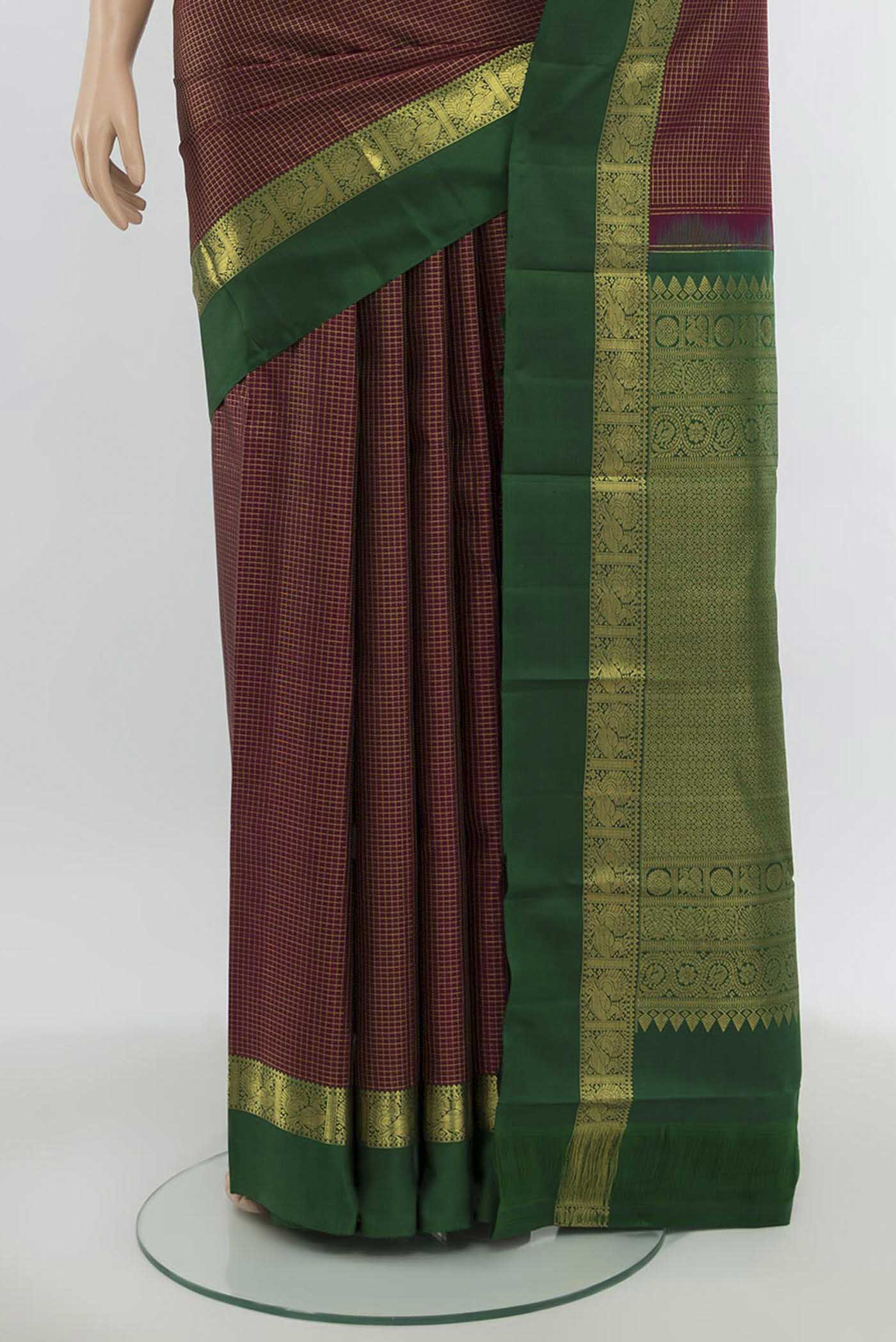 Maroon Kanchipuram Silk Saree - Image 3