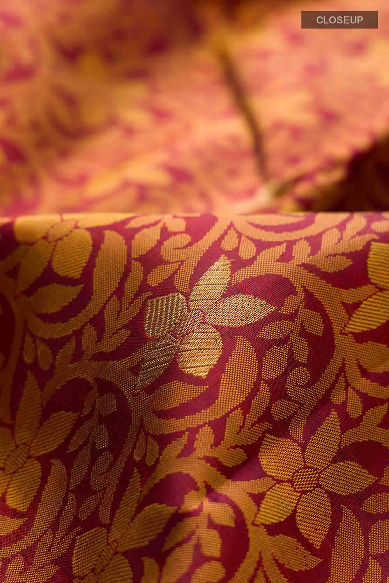 Maroon Kanjivaram Silk Saree - Image 3