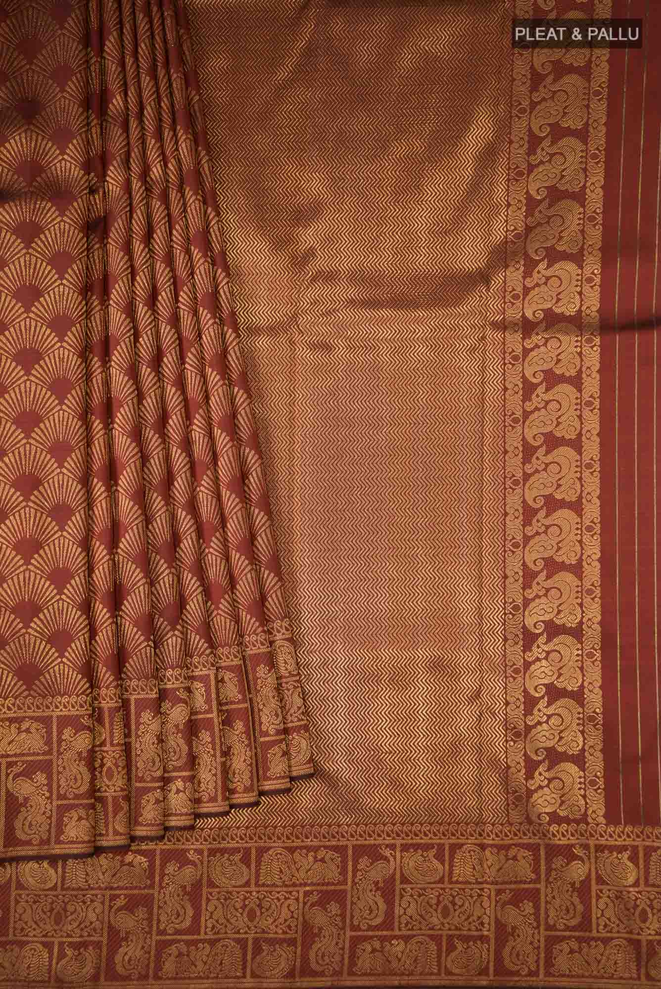 Tara-Maroon Kanchipuram Silk Saree - Image 7