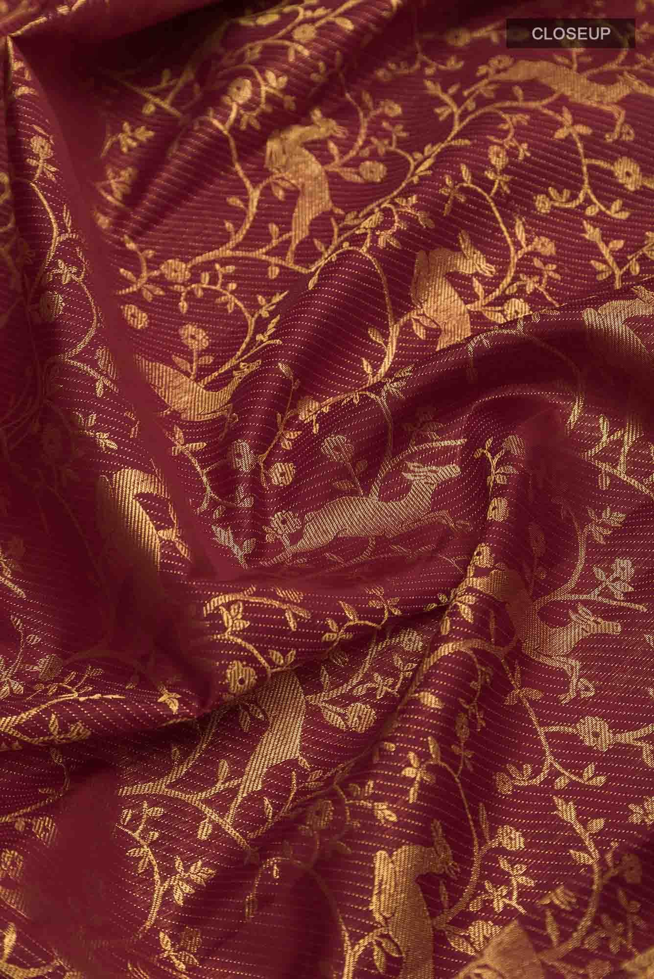 Aaditi-Maroon Kanchipuram Silk Saree - Image 3