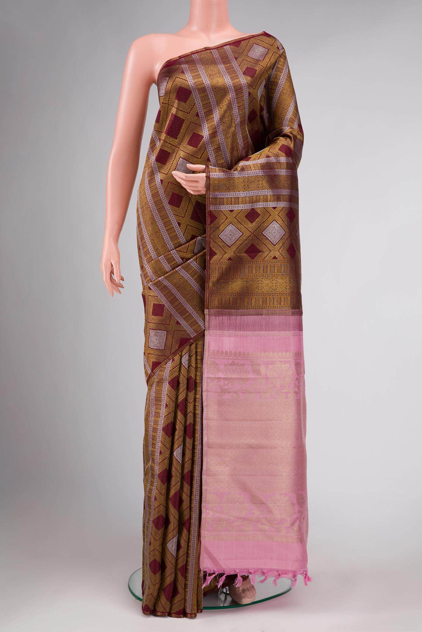 Maroon Kanjivaram Silk Saree - Image 7