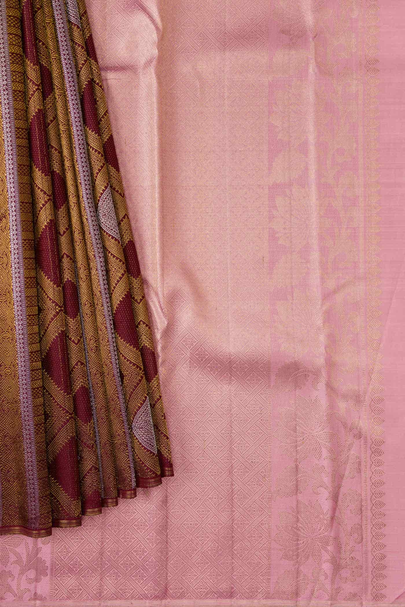 Maroon Kanjivaram Silk Saree - Image 8