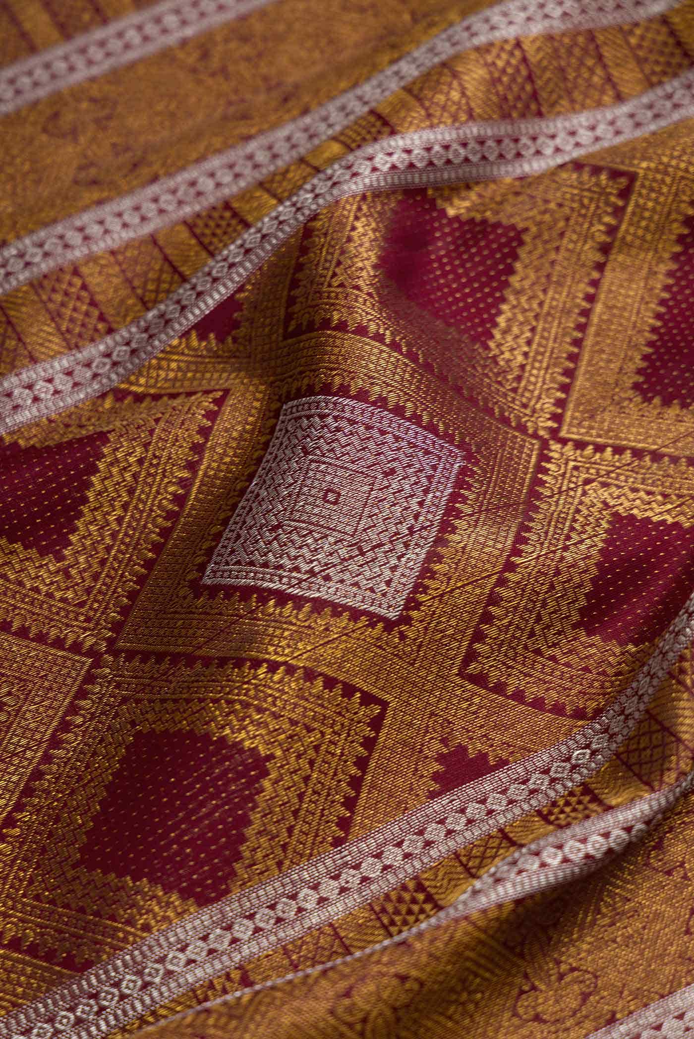 Maroon Kanjivaram Silk Saree - Image 9