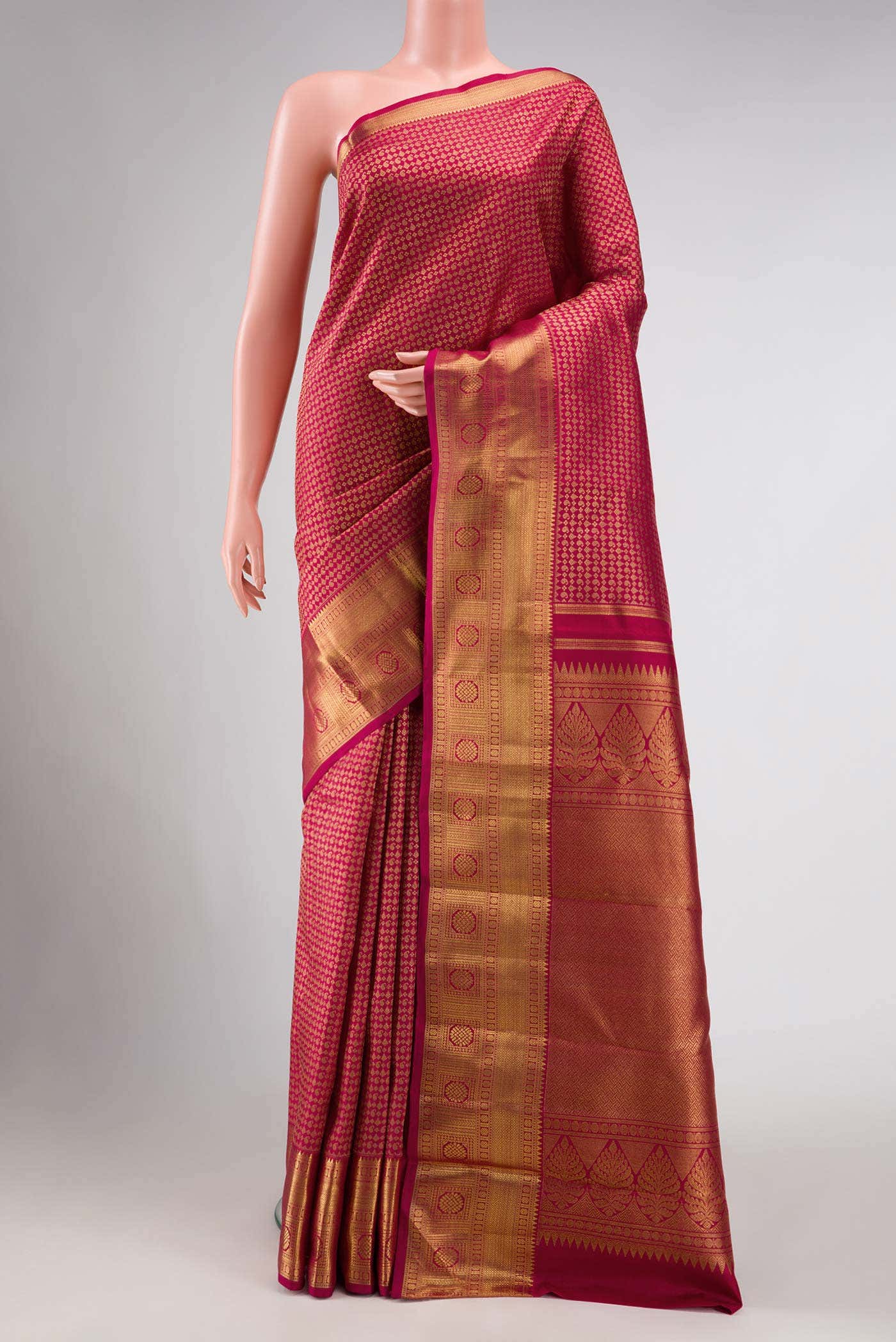Pure Silk Pure Zari Maroon Kanjivaram Saree