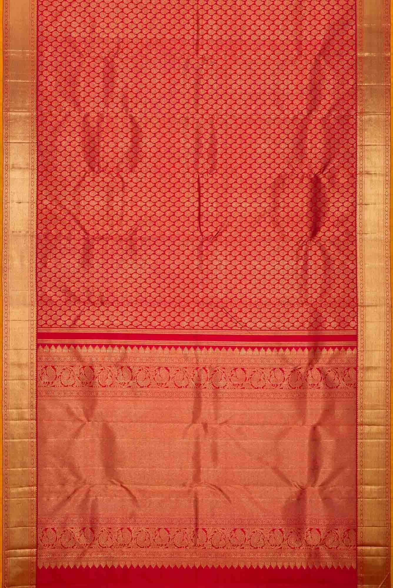 Pure Silk Pure Zari Maroon Dual Tone Kanjivaram Saree - Image 4