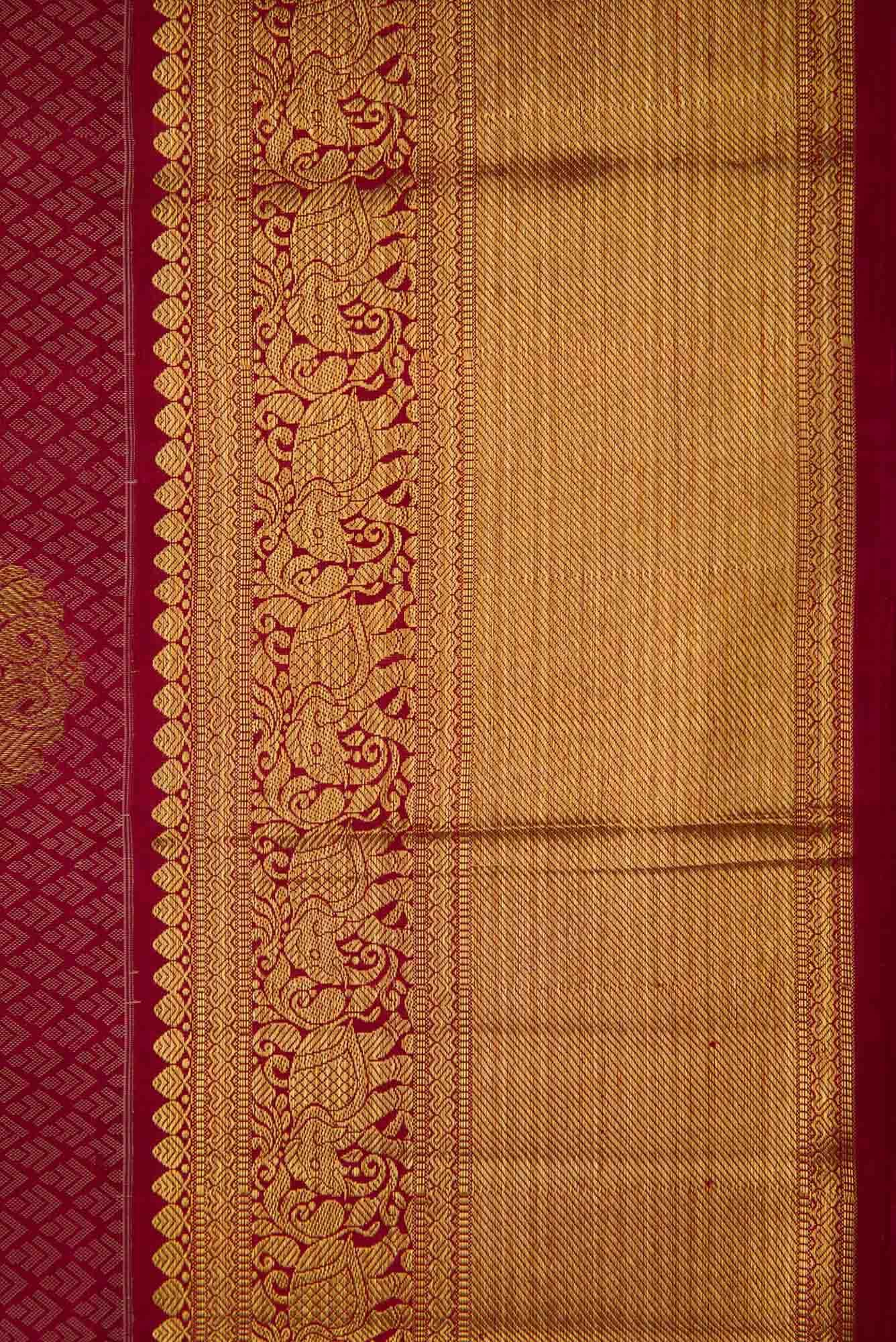 Maroon Dual Tone Kanchipuram Silk Saree - Image 5