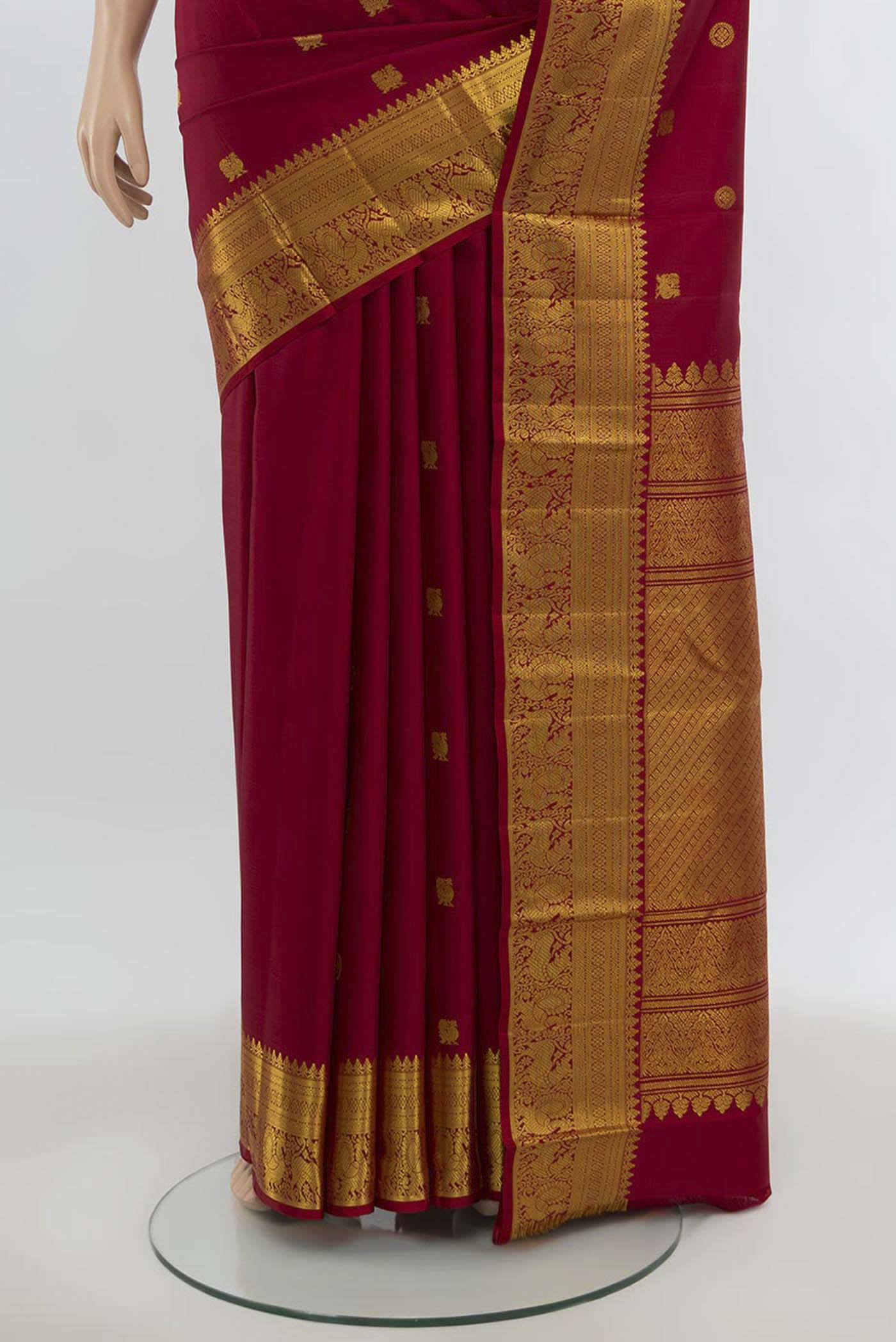 Maroon Kanjivaram Silk Saree - Image 3