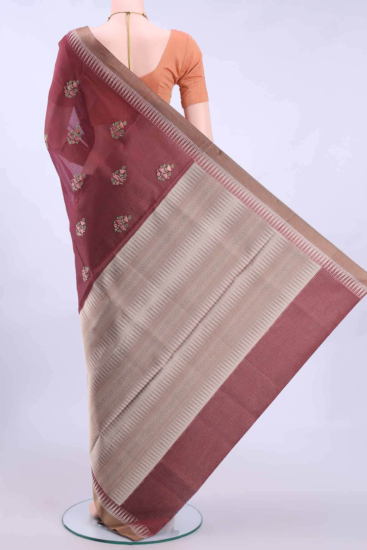 Maroon Kota Cotton Saree - Image 2
