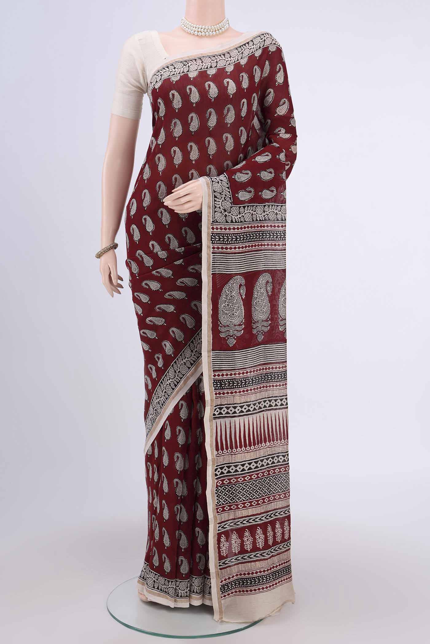 Maroon Chanderi Silk Cotton Saree