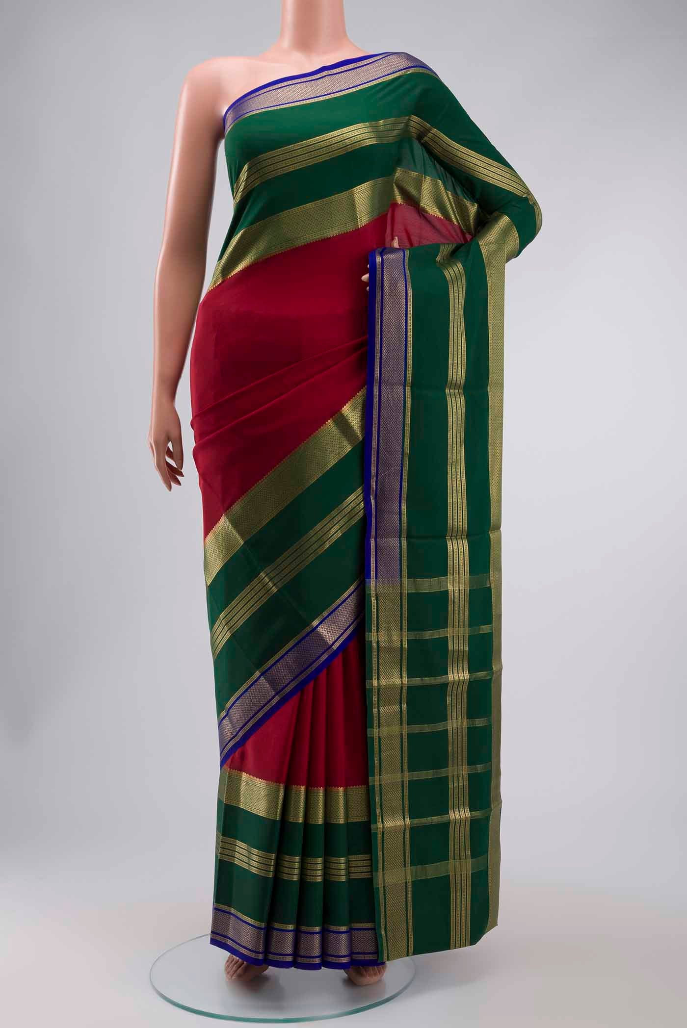Maroon Mysore Crepe Saree