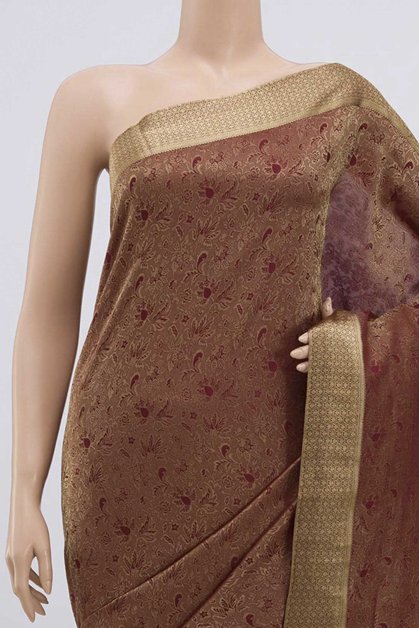Maroon Mysore Crepe Saree - Image 2