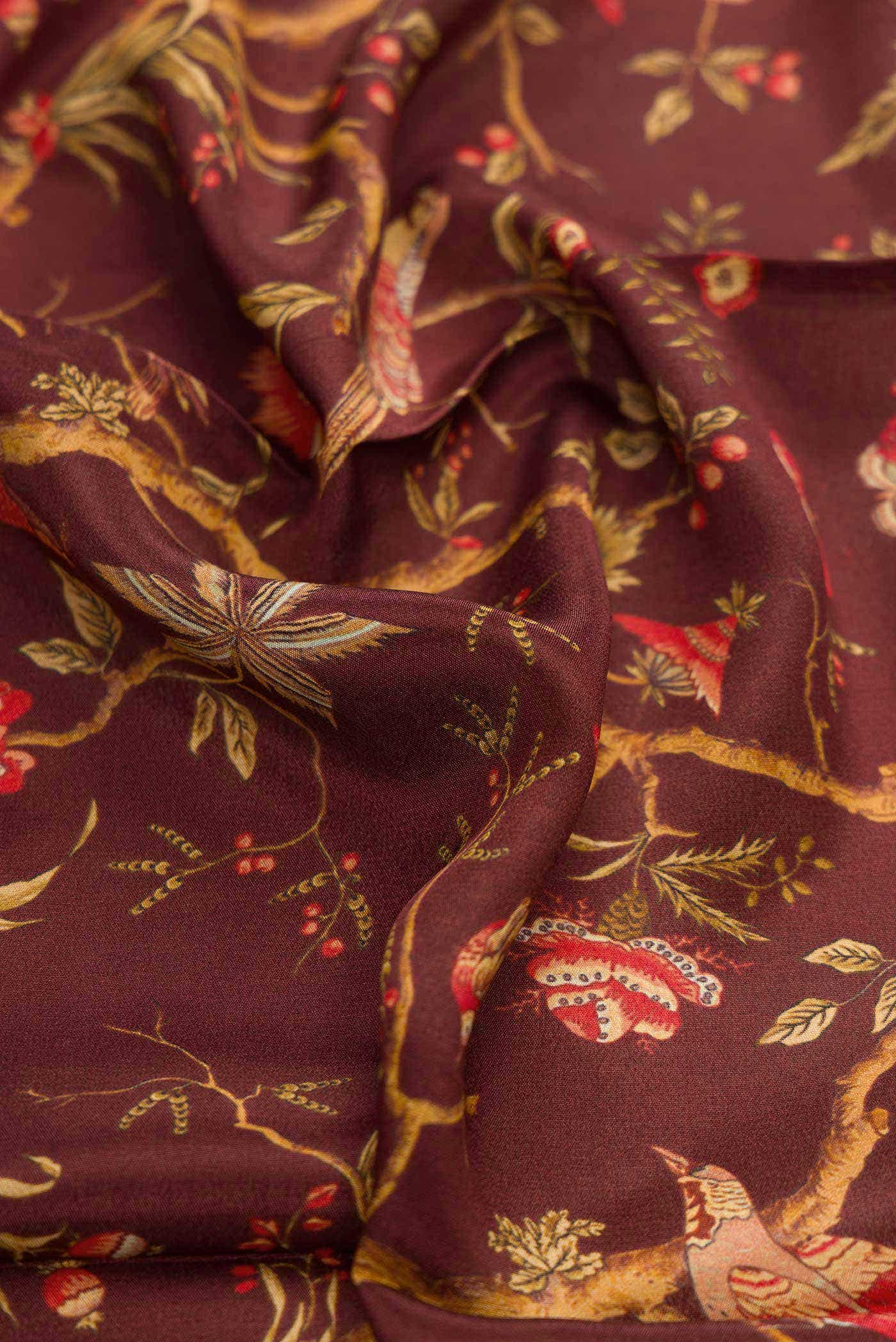 Maroon Mysore Crepe Saree - Image 2