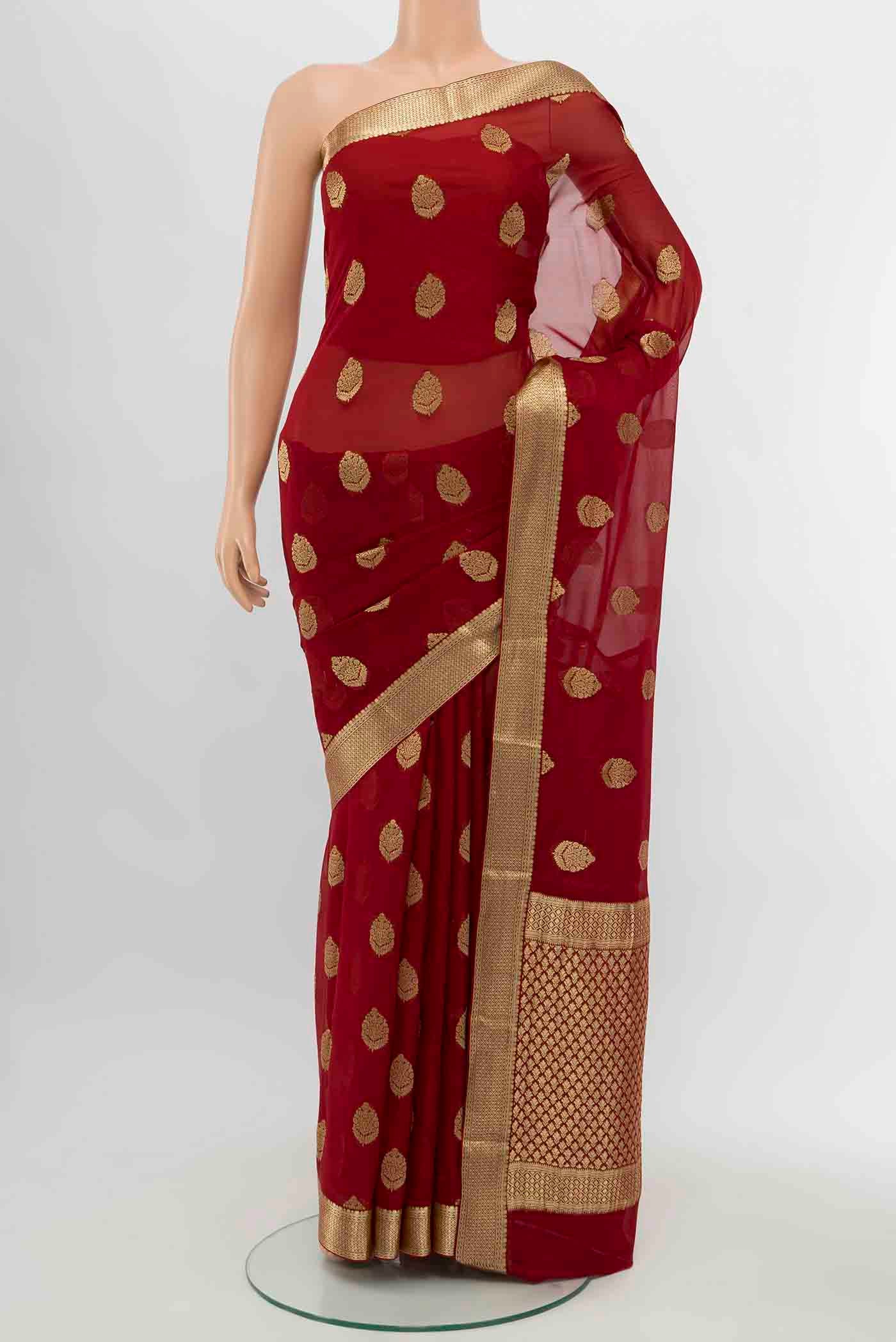 Maroon Mysore Georgette Saree