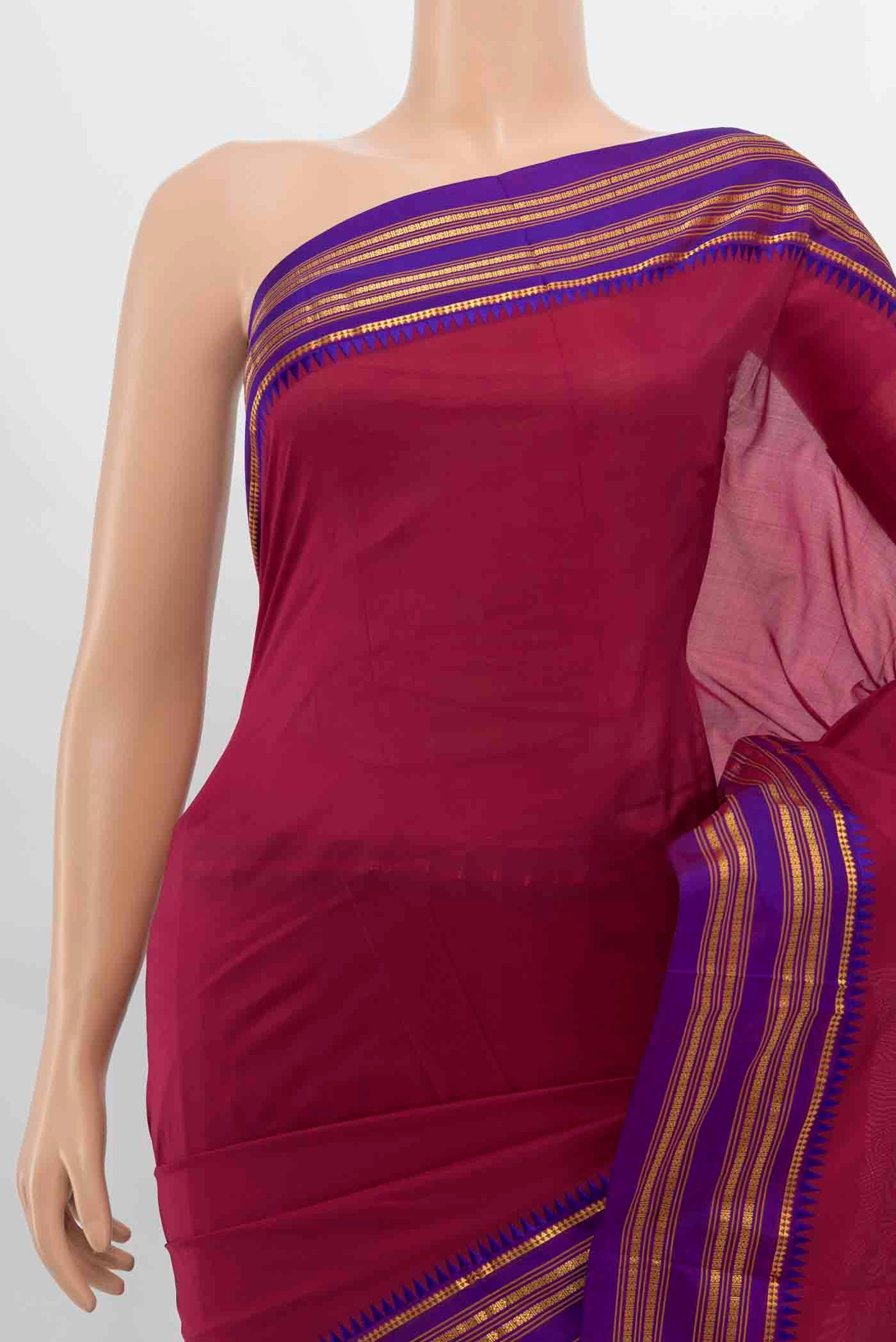 Maroon Narayanpet Silk Saree - Image 2
