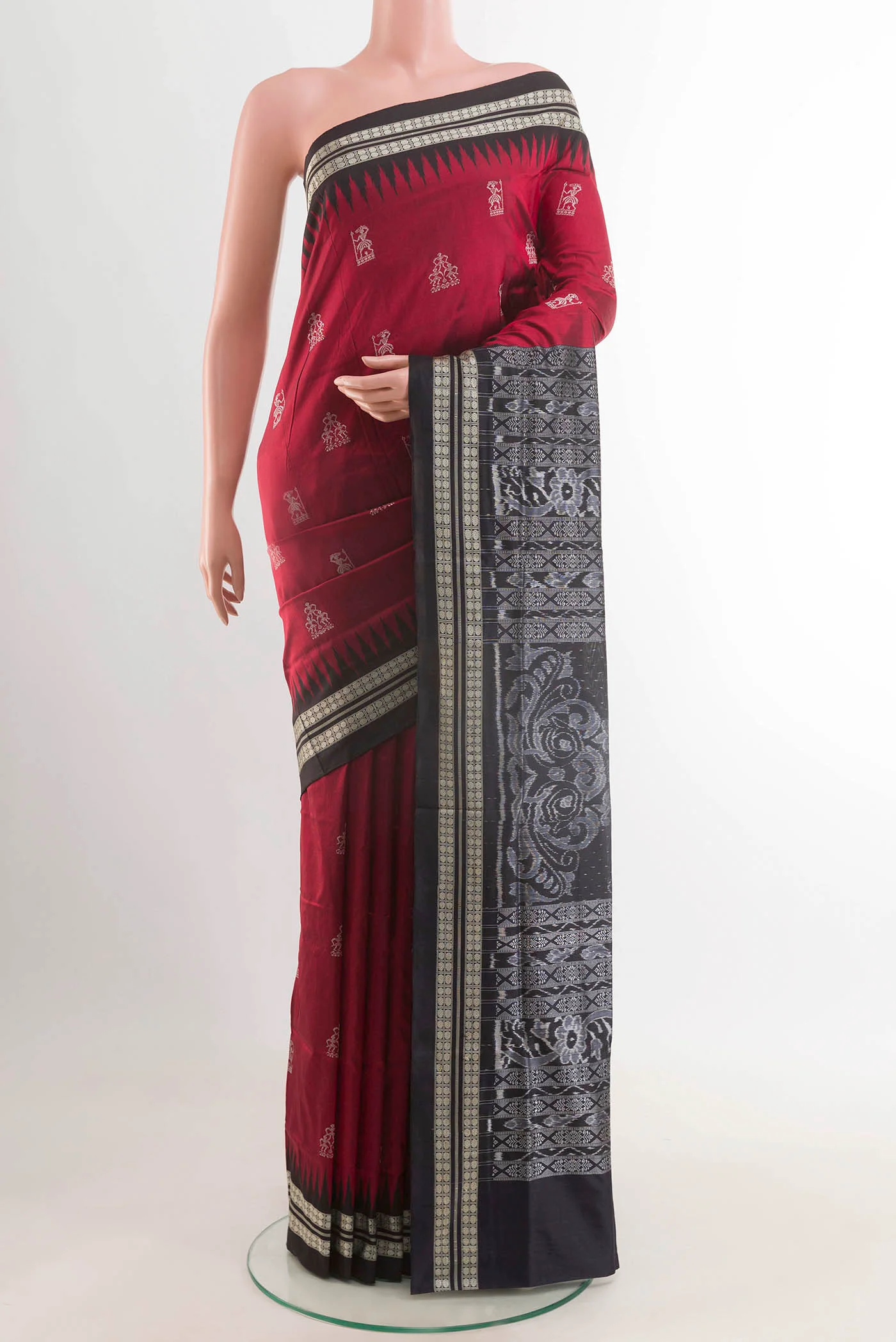 Maroon Orissa Silk Saree