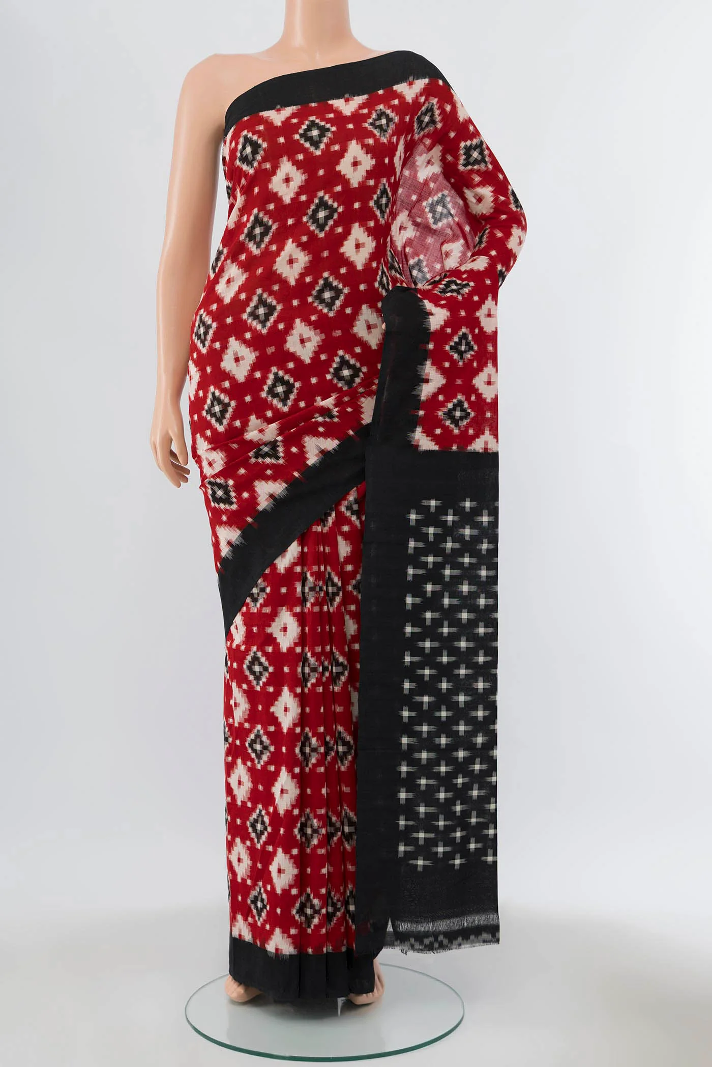 Maroon Pochampally Cotton Saree