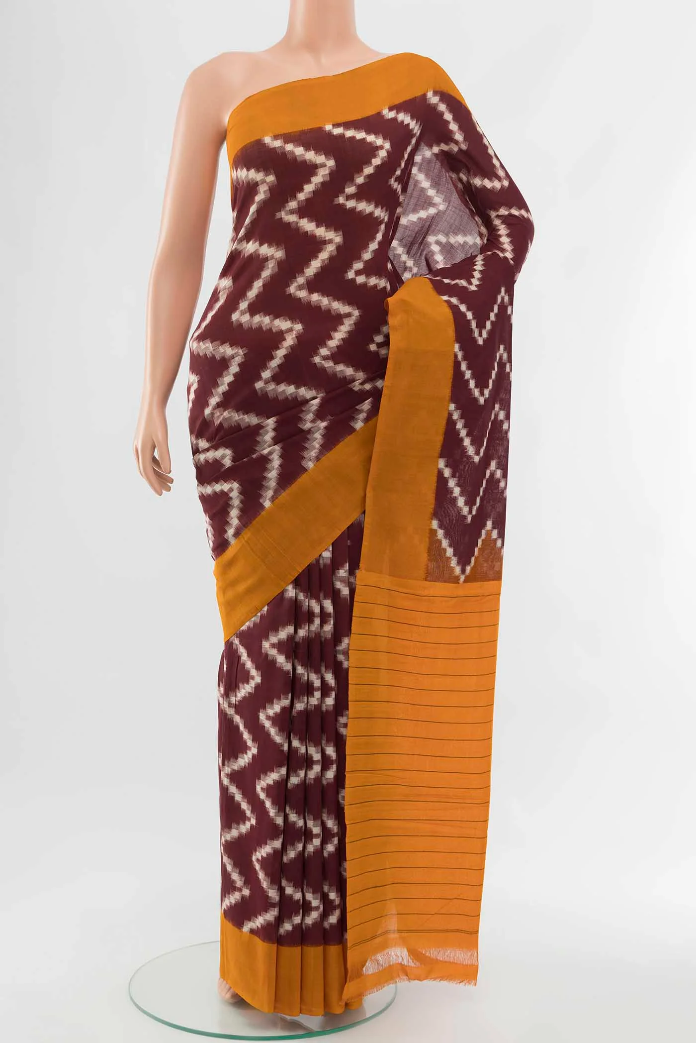 Maroon Pochampally Cotton Saree