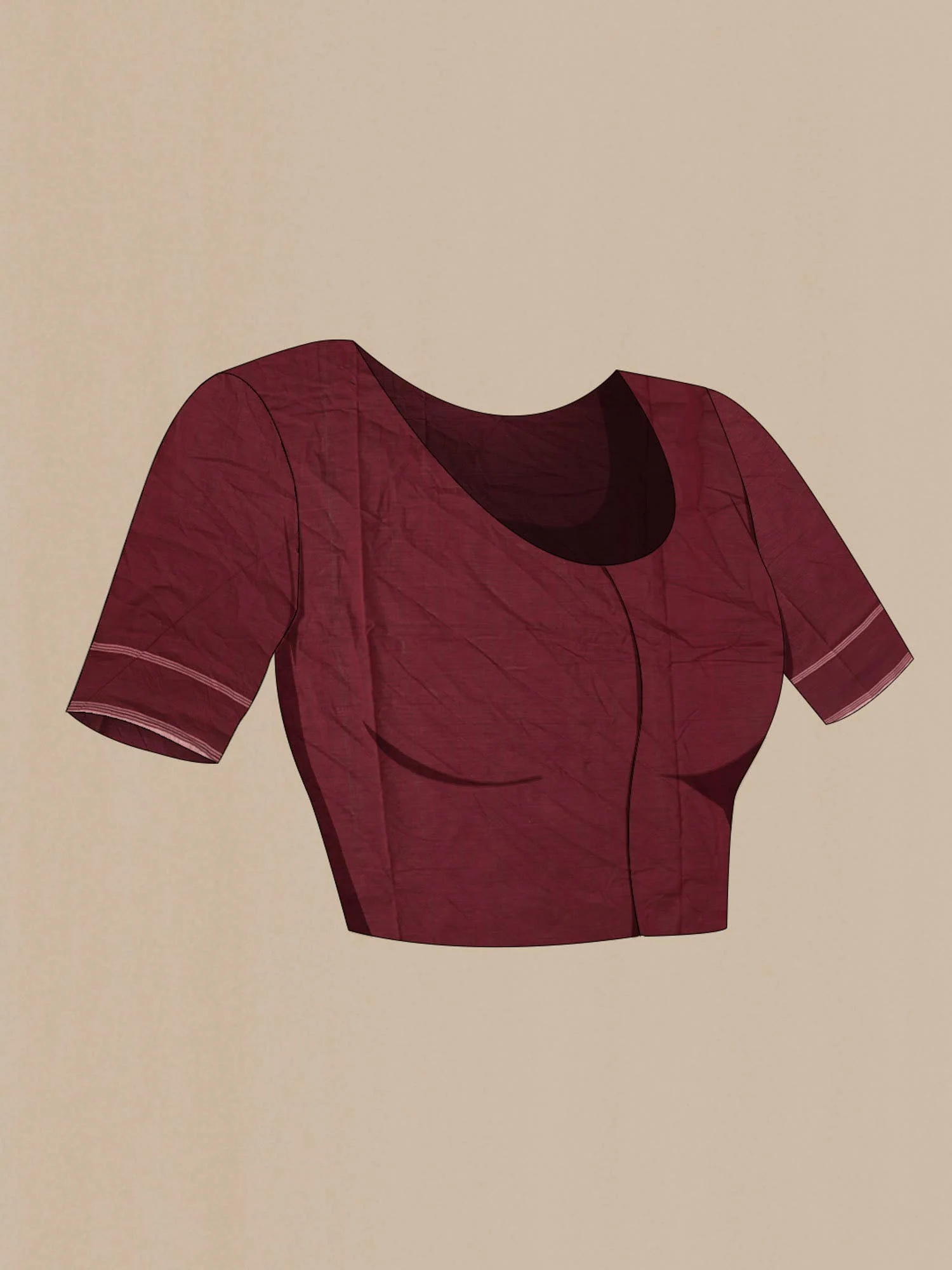 Maroon Pochampally Cotton Saree - Image 5