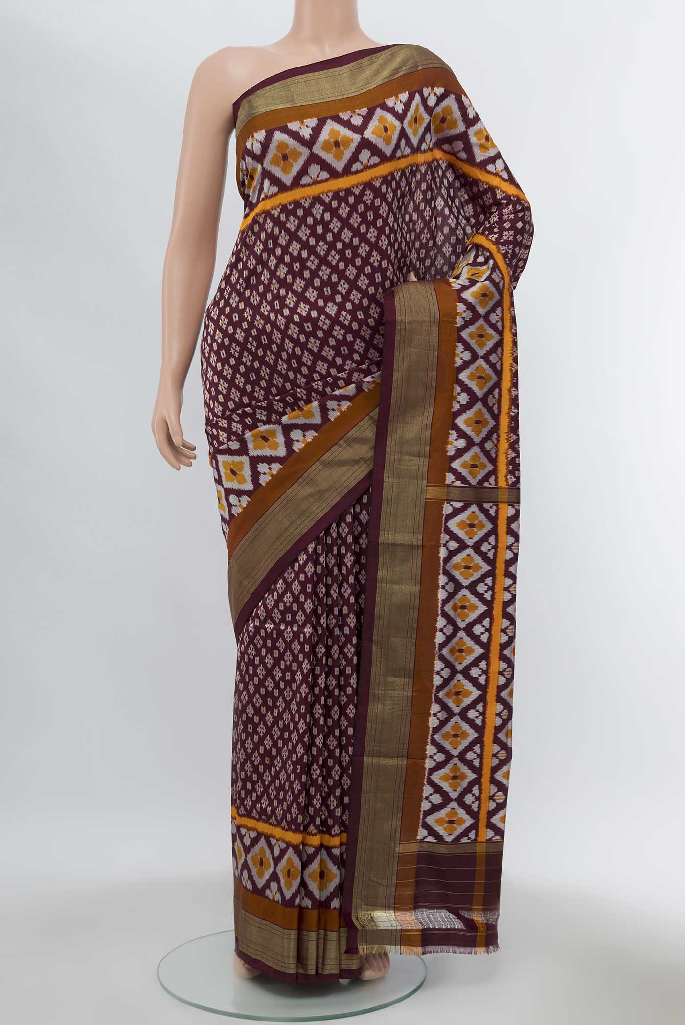 Maroon Pochampally Silk Saree