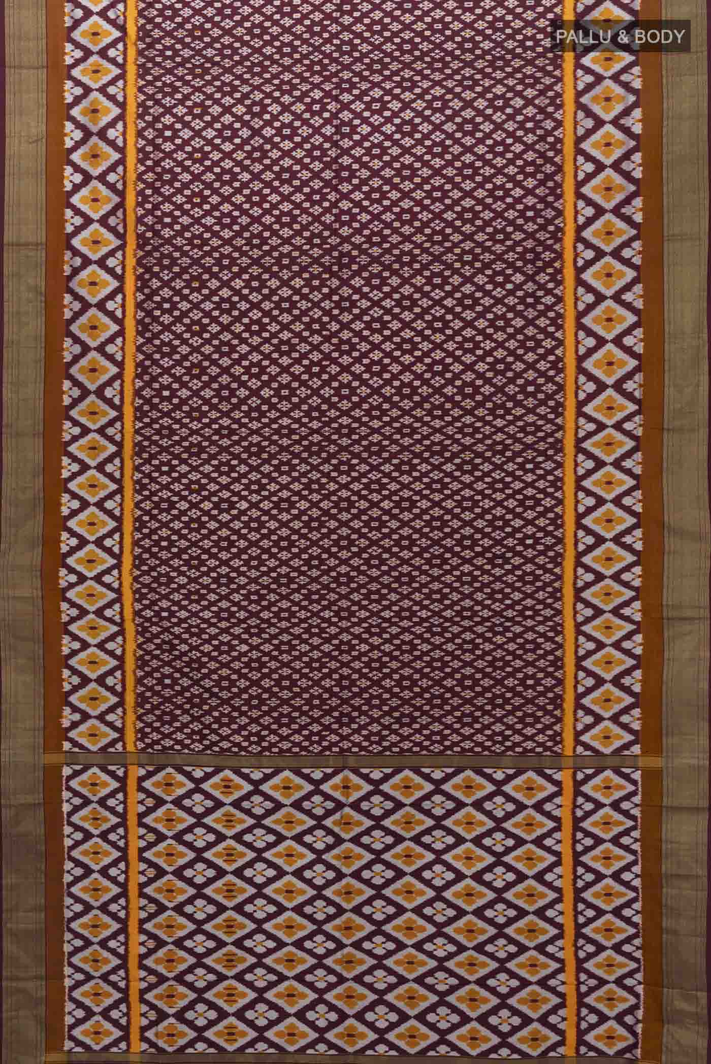 Maroon Pochampally Silk Saree - Image 5