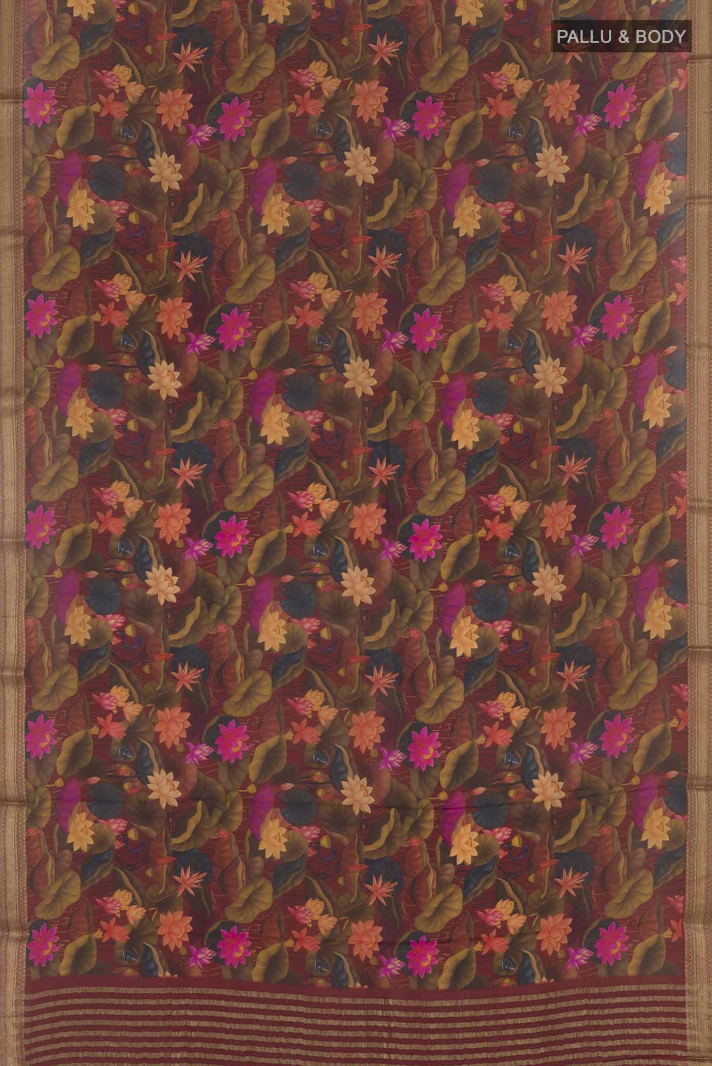 Maroon Printed Silk Saree - Image 5