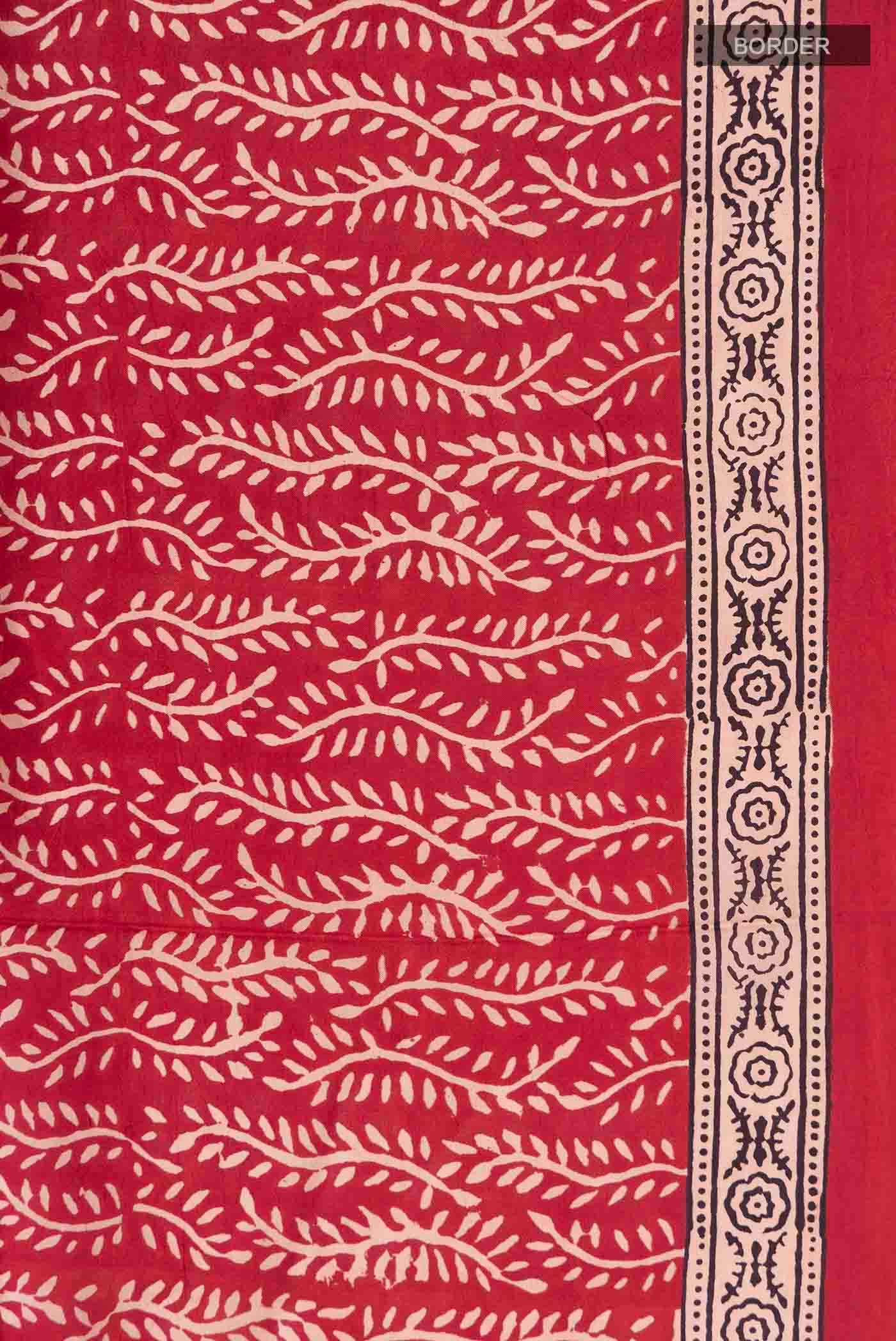 Maroon Printed Silk Saree - Image 3