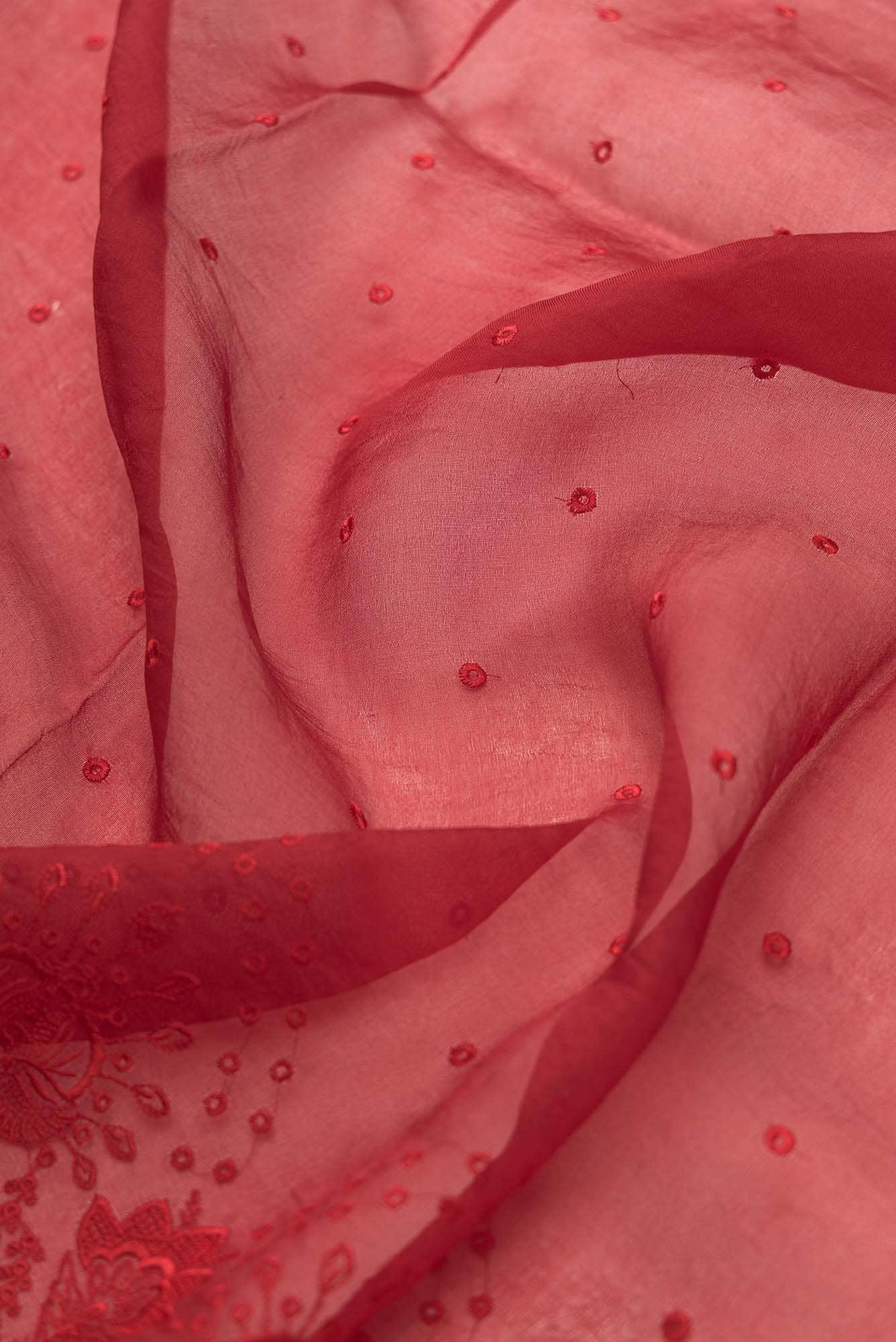 Lovelace Maroon floral design saree from Embroidered Romance Collection by Nalli - Image 5