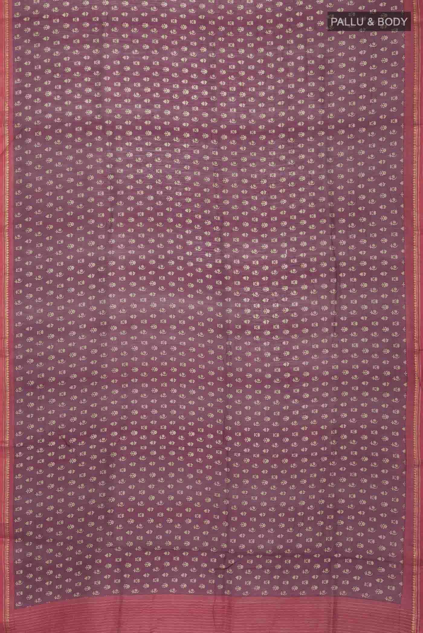 Maroon Silk Cotton Saree - Image 5