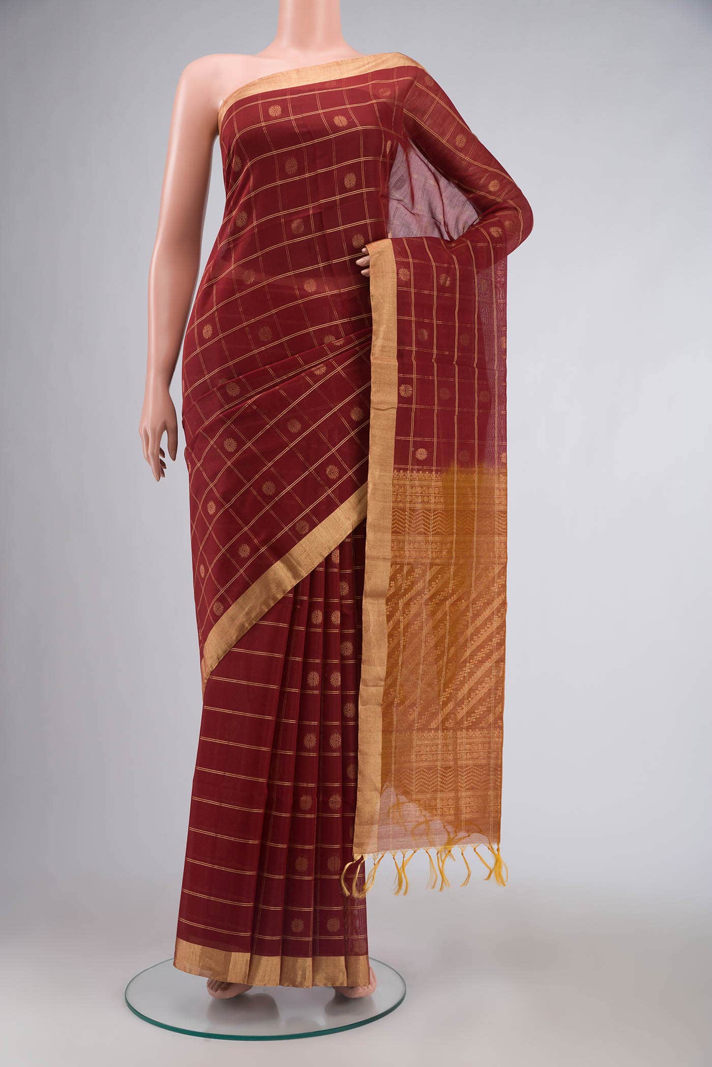 Maroon Silk Cotton Saree