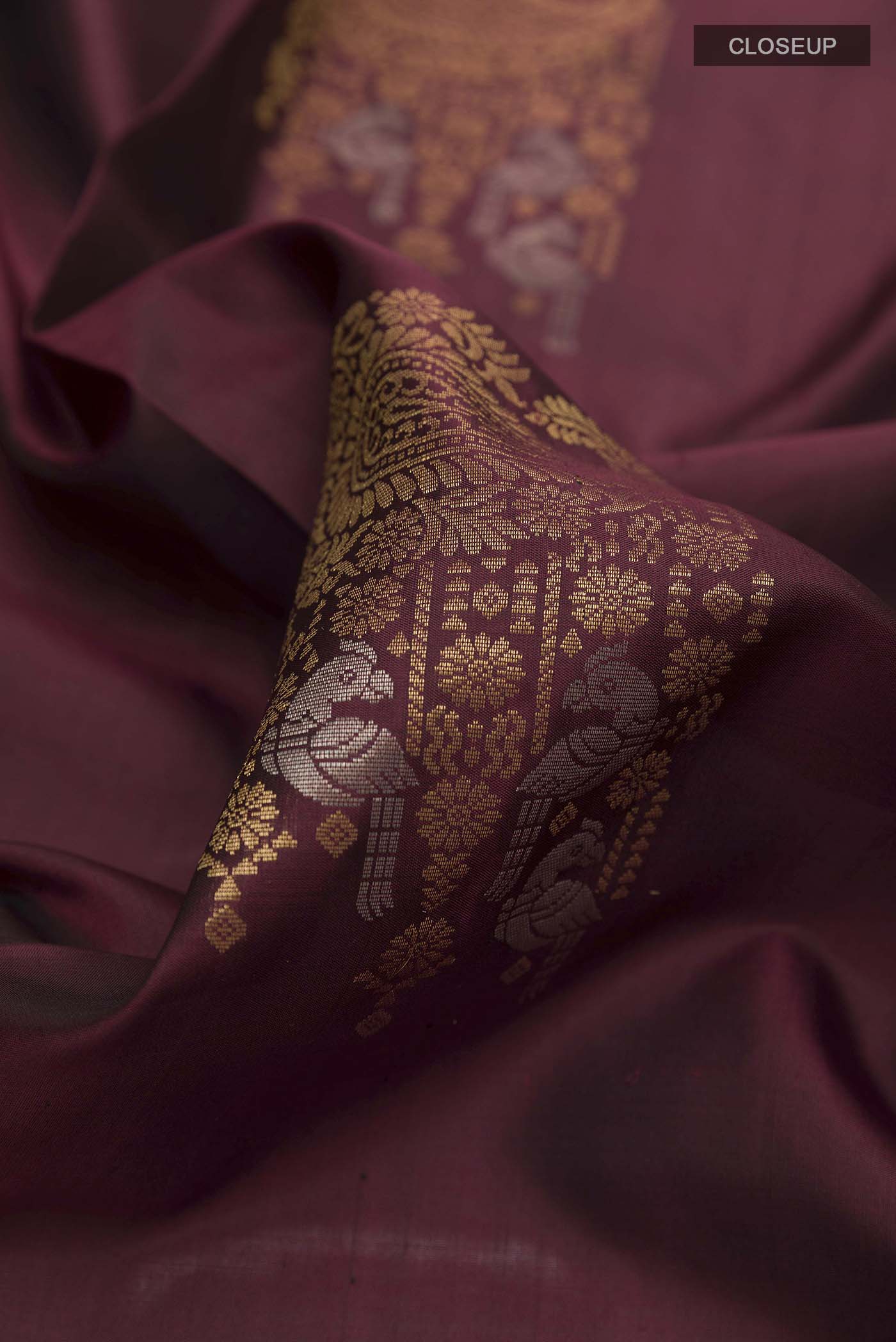 Burgundy Soft Silk Saree - Image 2