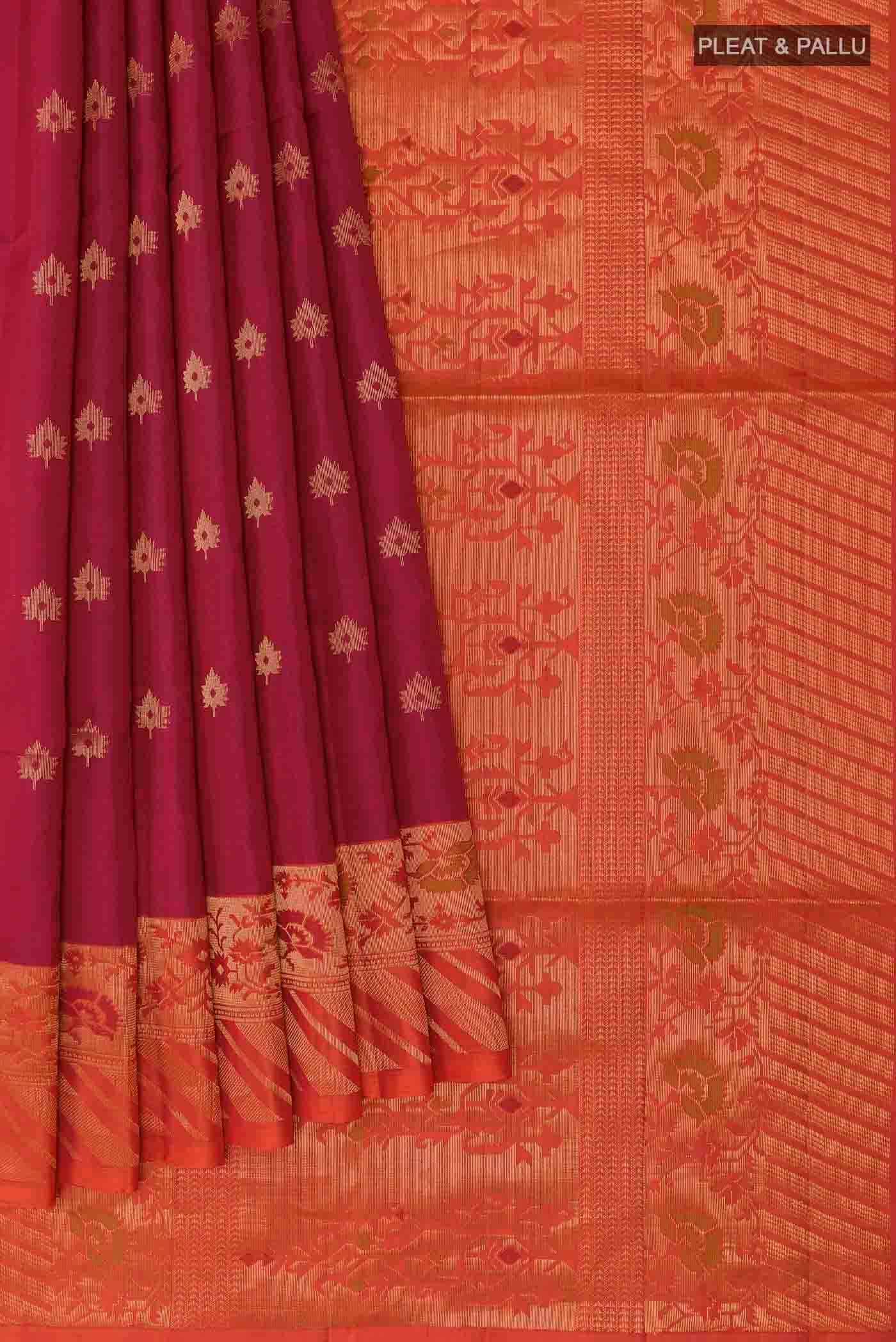 Maroon Soft Silk Saree - Image 4