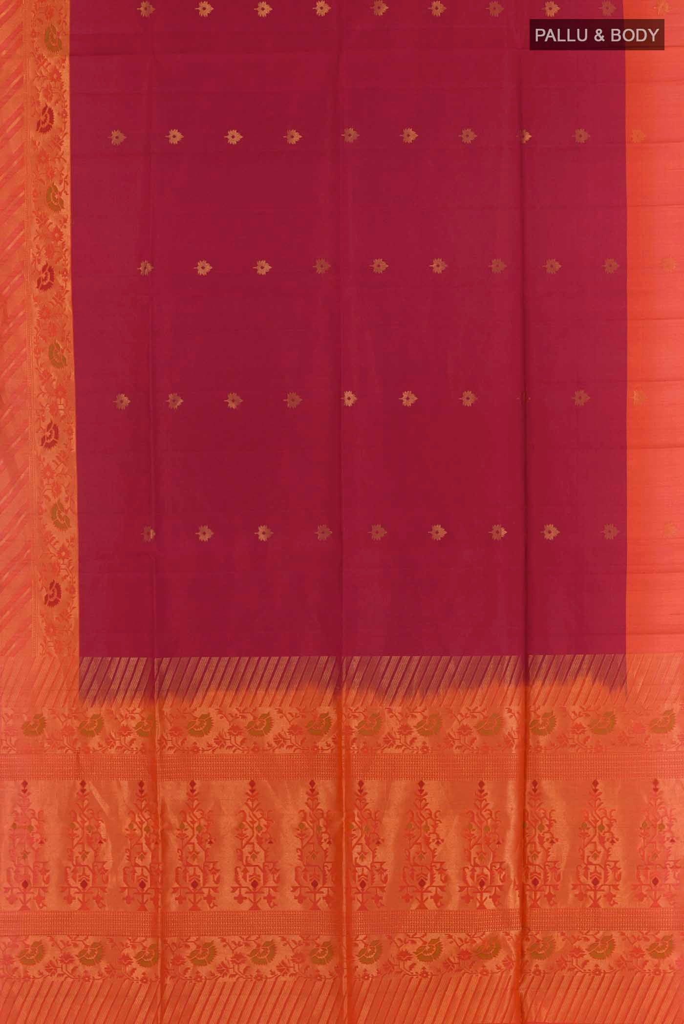Maroon Soft Silk Saree - Image 6