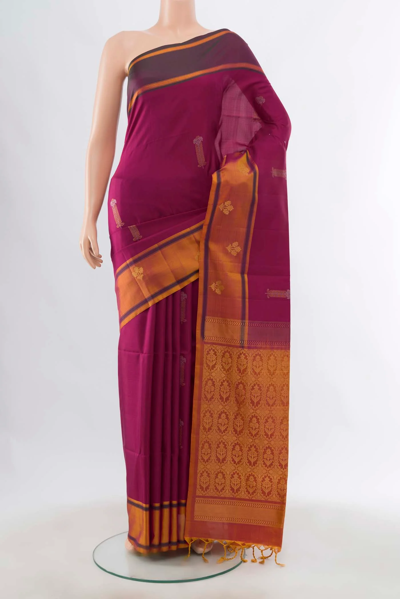 Magenta Soft Silk Saree - Image 2