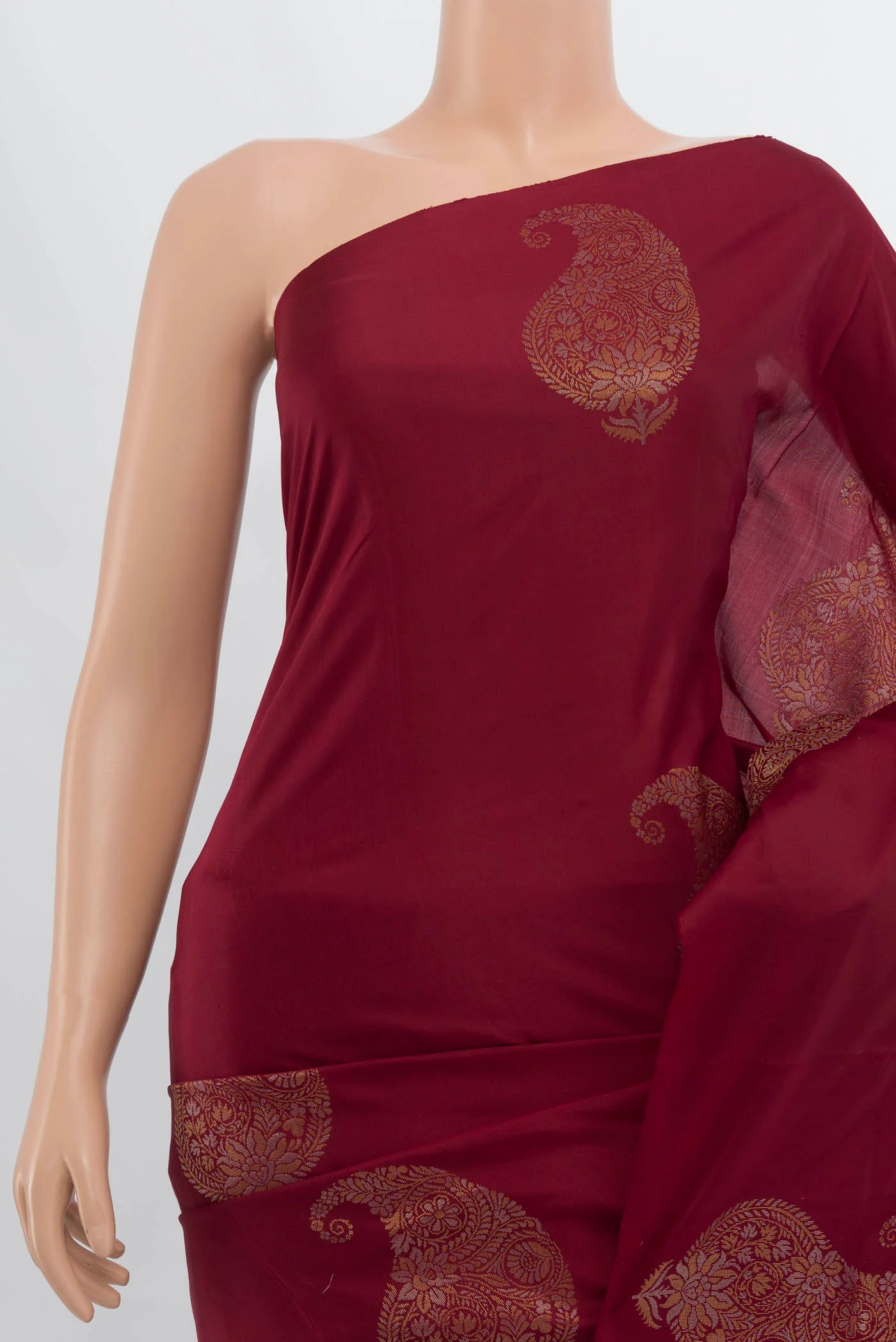 Maroon Soft Silk Saree - Image 2