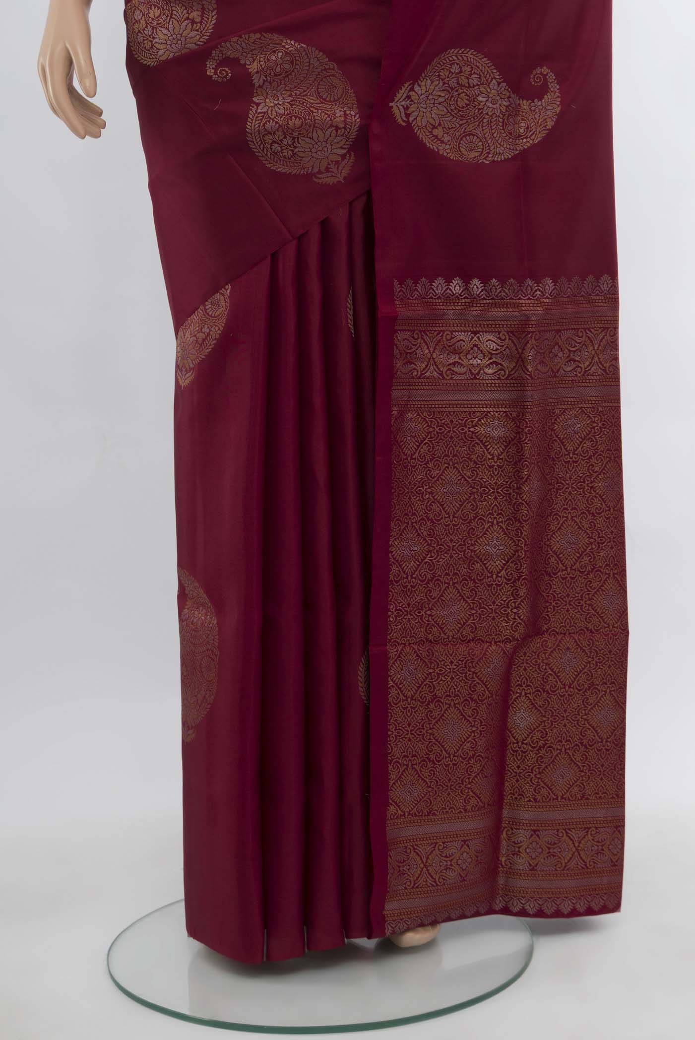 Maroon Soft Silk Saree - Image 3