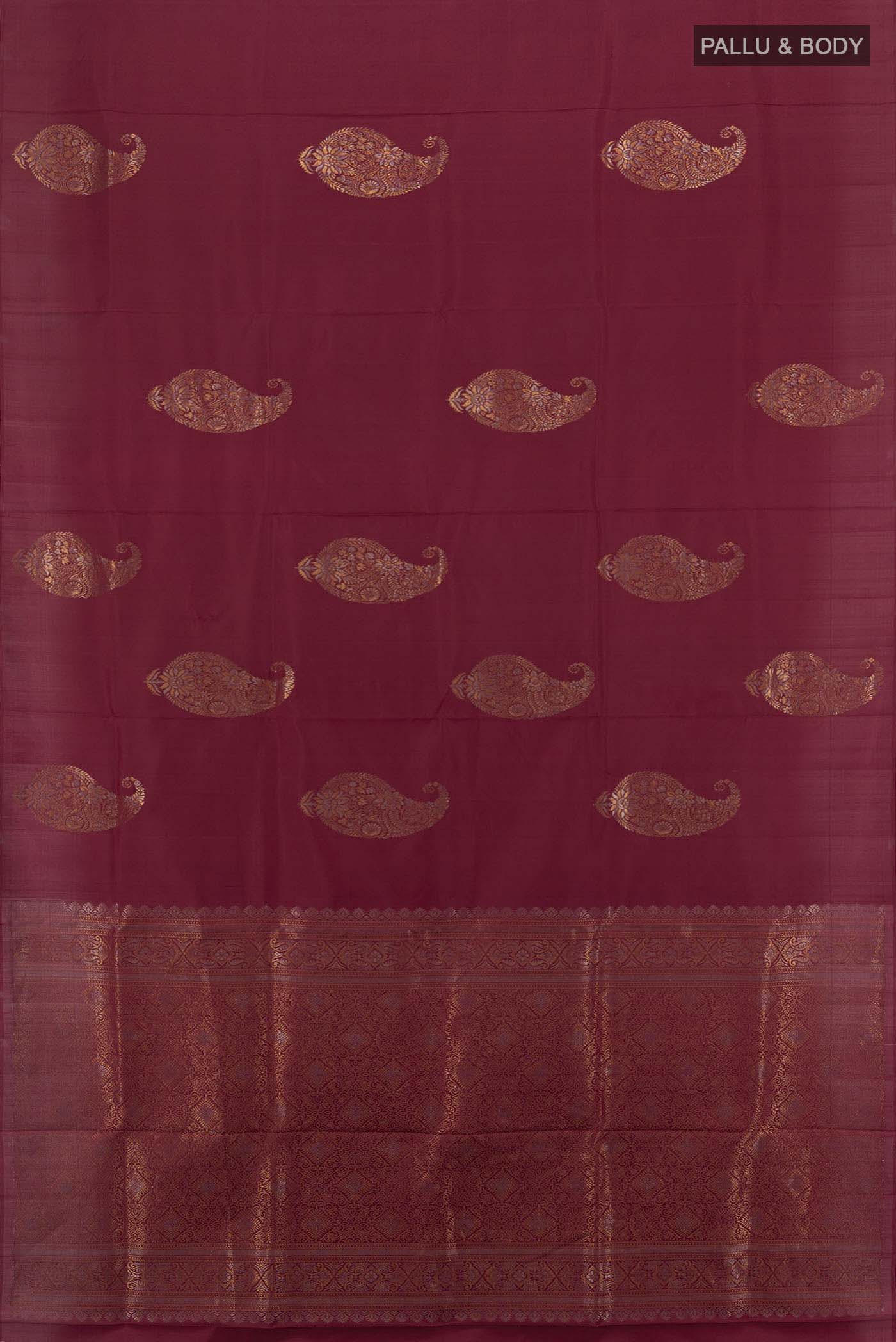 Maroon Soft Silk Saree - Image 5