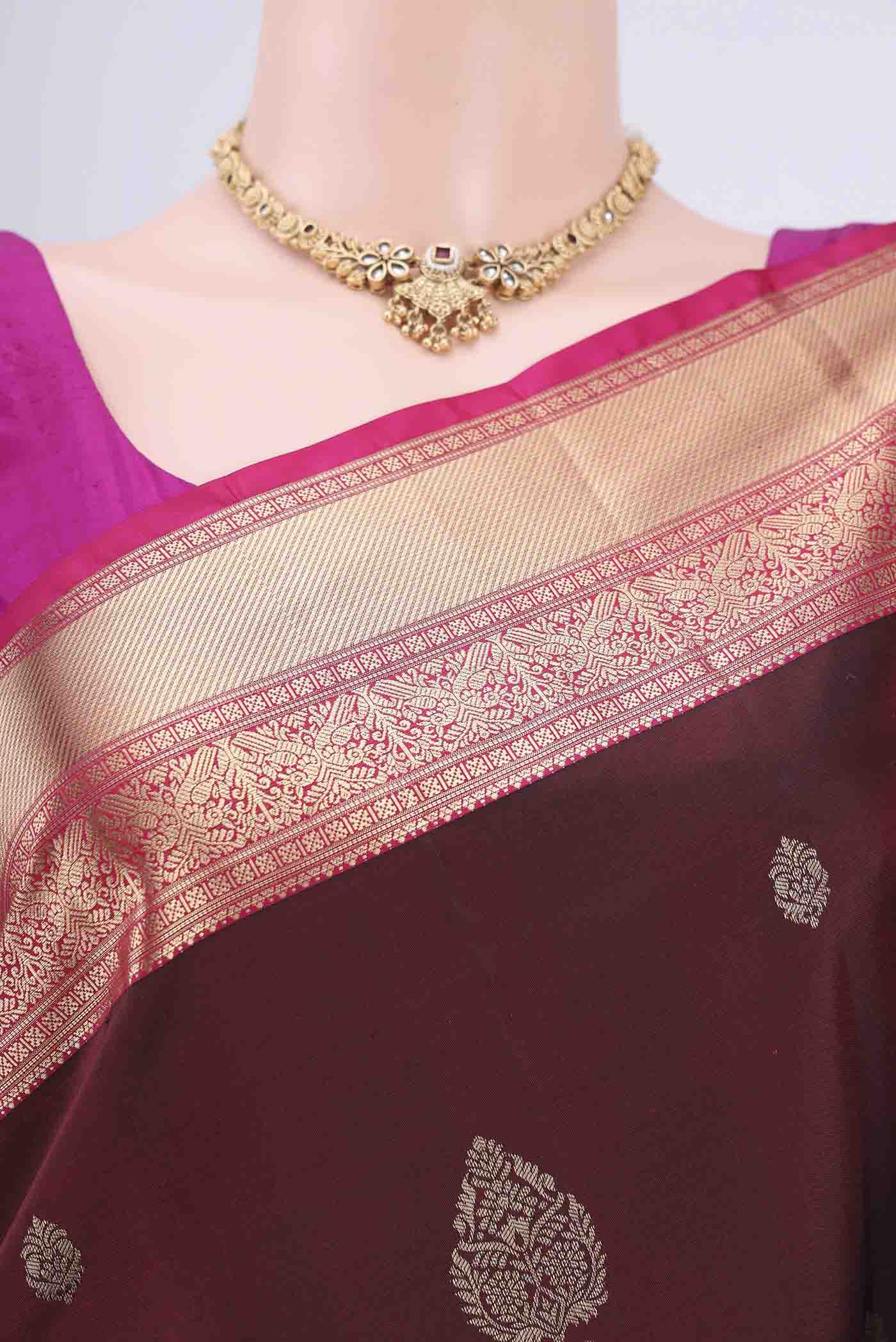 Maroon Soft Silk Saree - Image 2