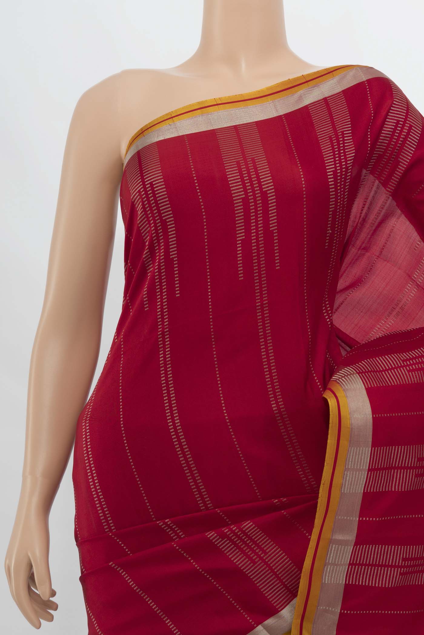 Imperial Red Soft Silk Saree - Image 2