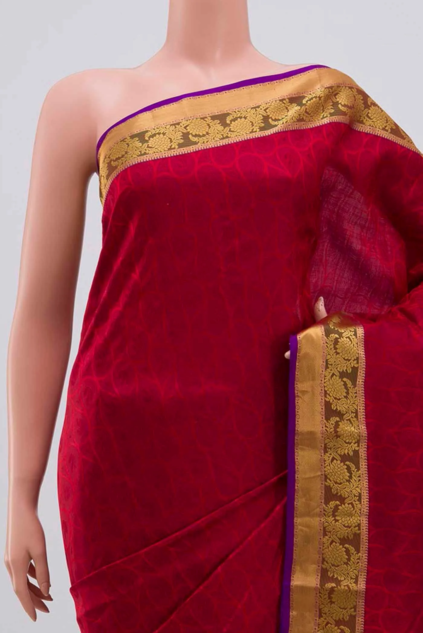 Maroon Kanjivaram Silk Saree - Image 2