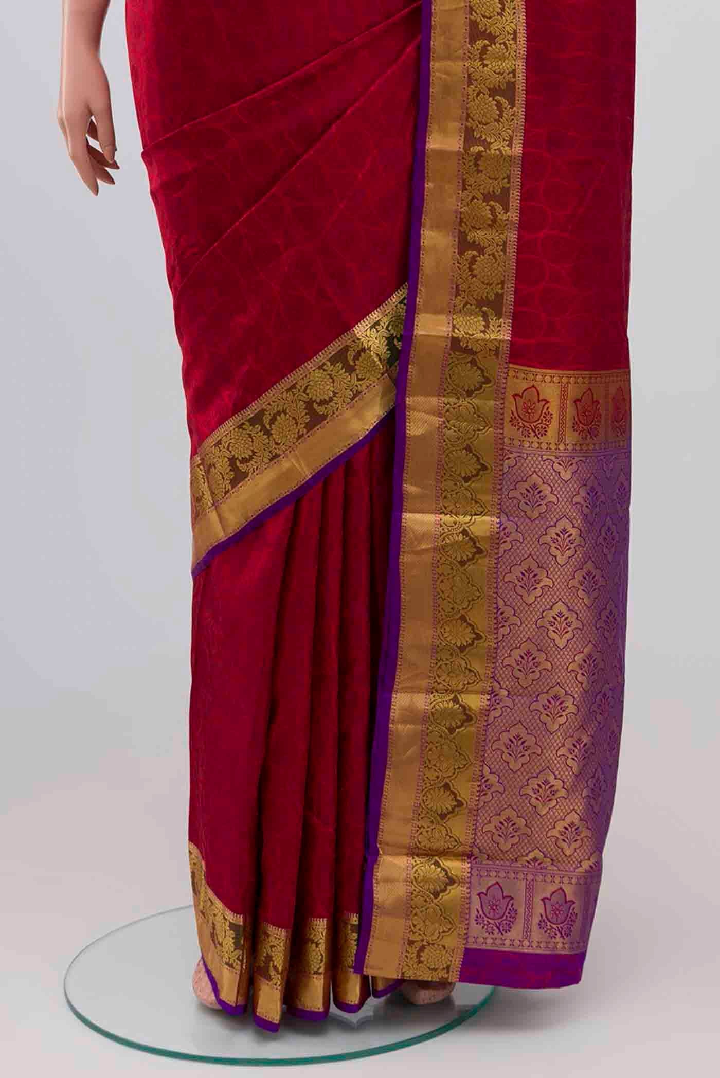 Maroon Kanjivaram Silk Saree - Image 3