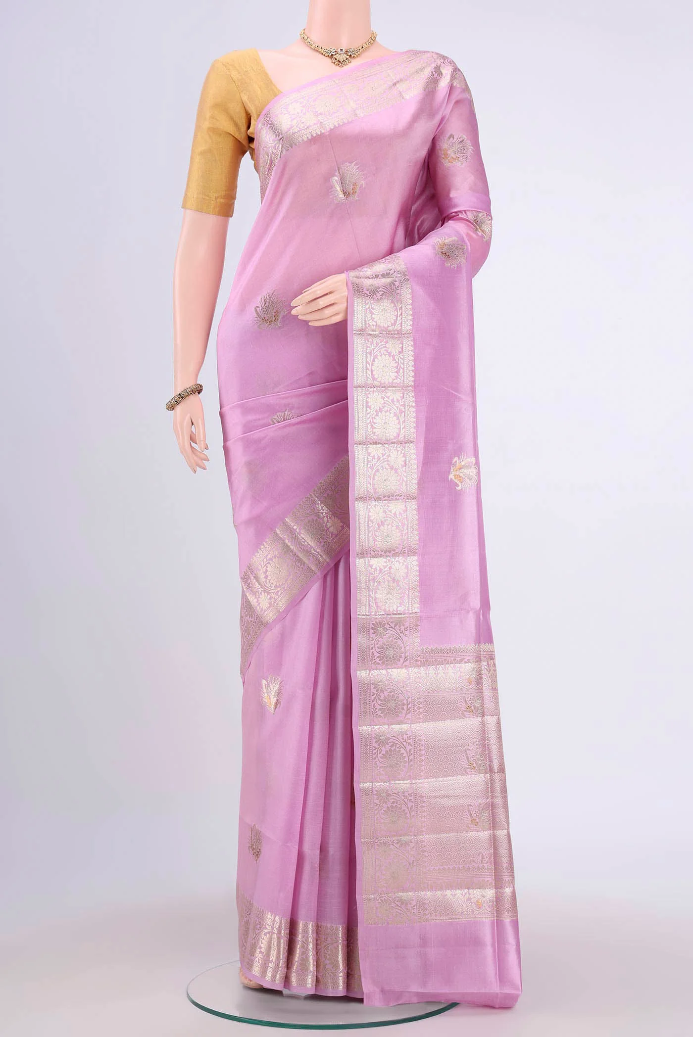 Lavender Banarasi Raw Silk Saree