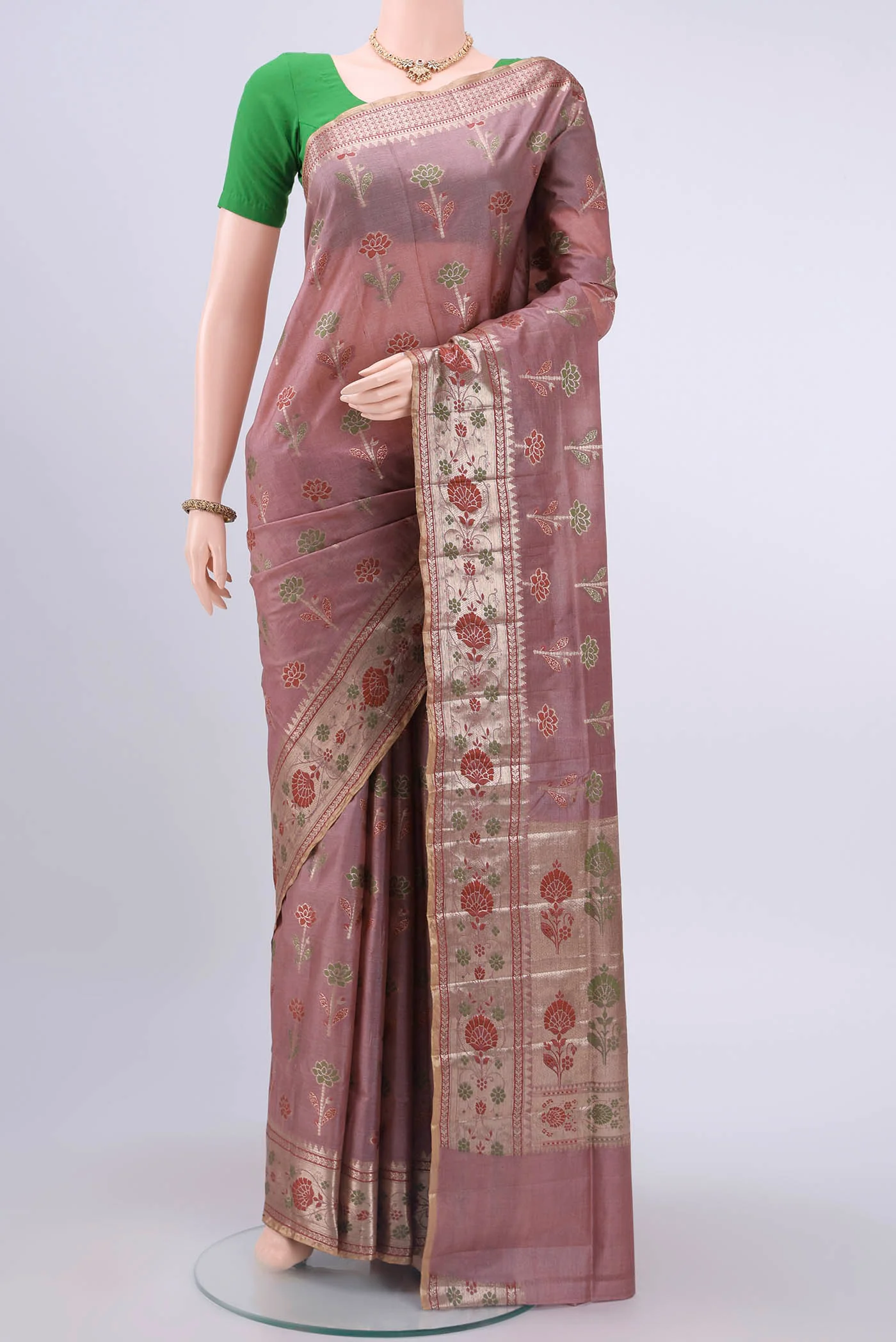 Mauve Banarasi Raw Silk Saree